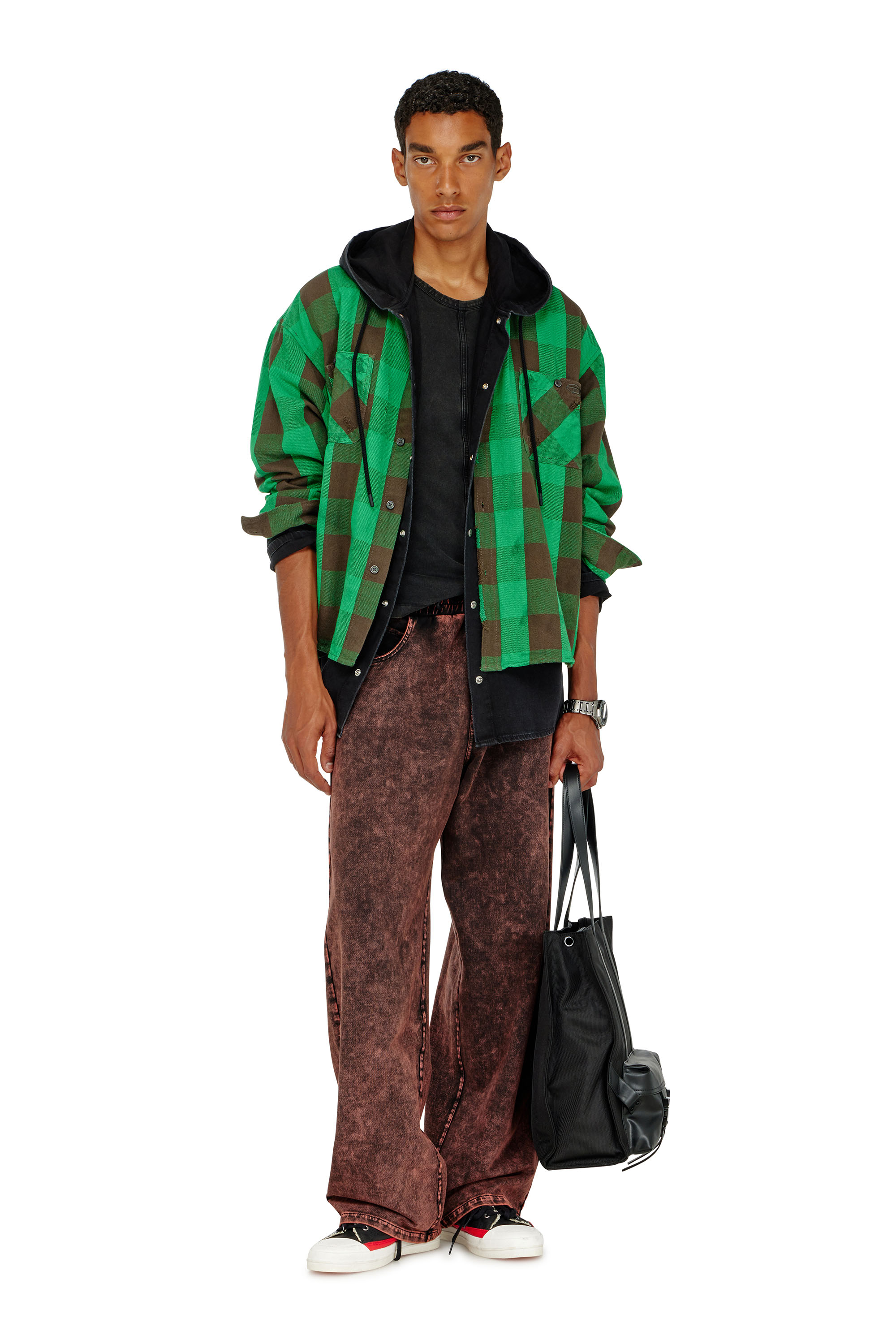 Diesel - S-DRUM, Male's シャツ in ブラウン/グリーン - 1