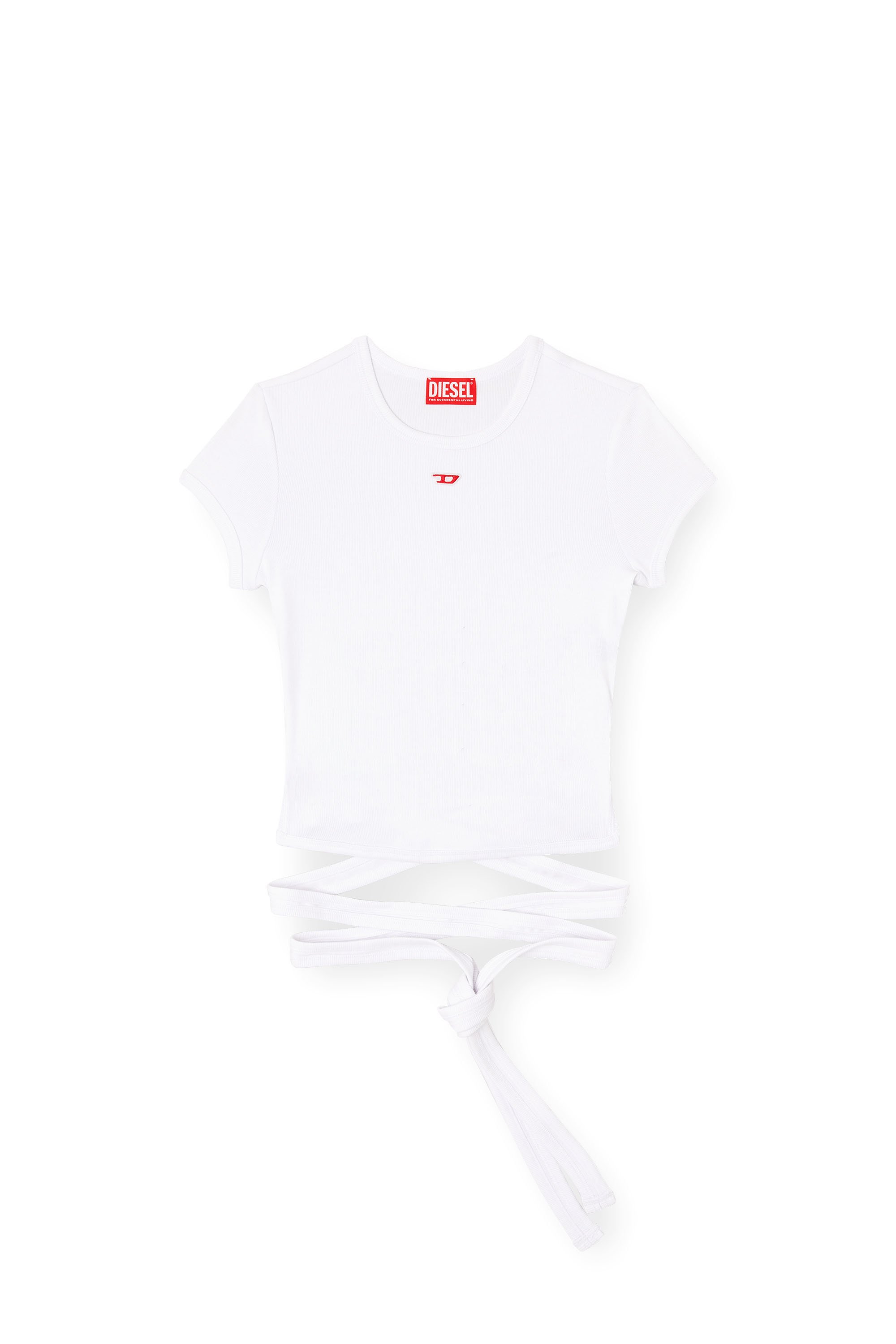 Diesel - T-BUNNY-TAIL, Female's T-shirt with wrap ties in ホワイト - 4