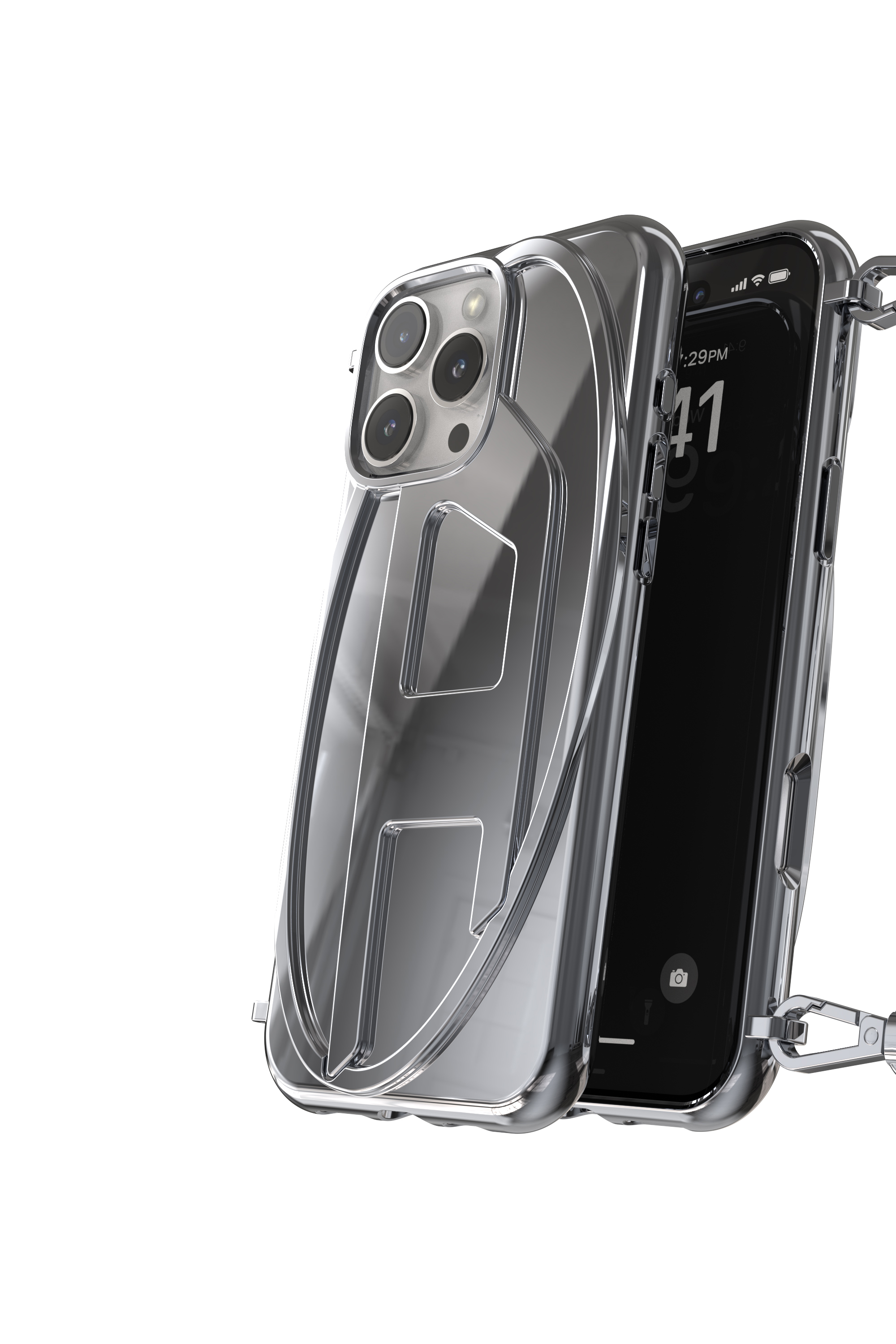 Diesel - 60260 MOULDED CASE, Unisex's Oval D Chain Case iPhone 16 Pro Max in シルバー - 3