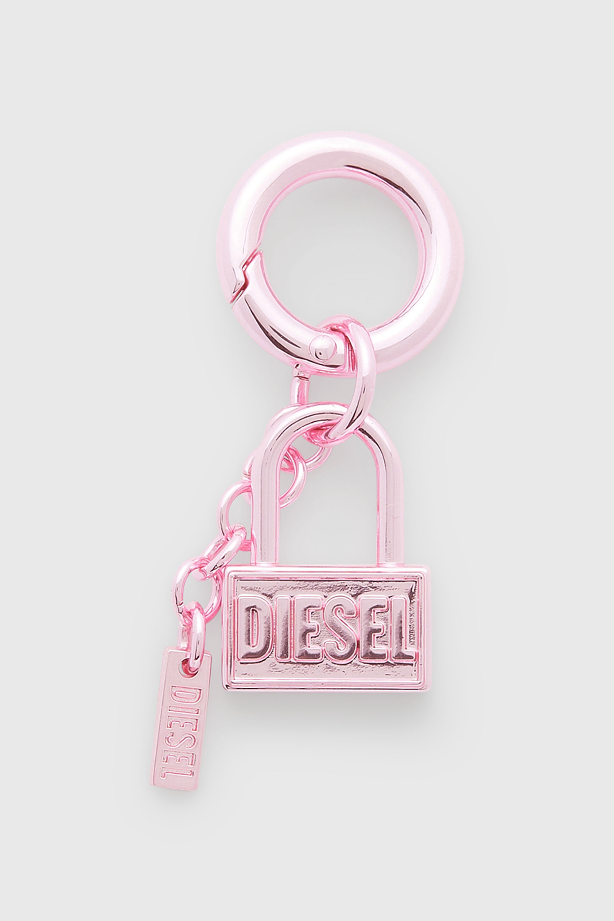 Diesel - CHARM-LOCK, Unisex's Metal keyring charm with padlock design in ピンク / ホワイト - 1