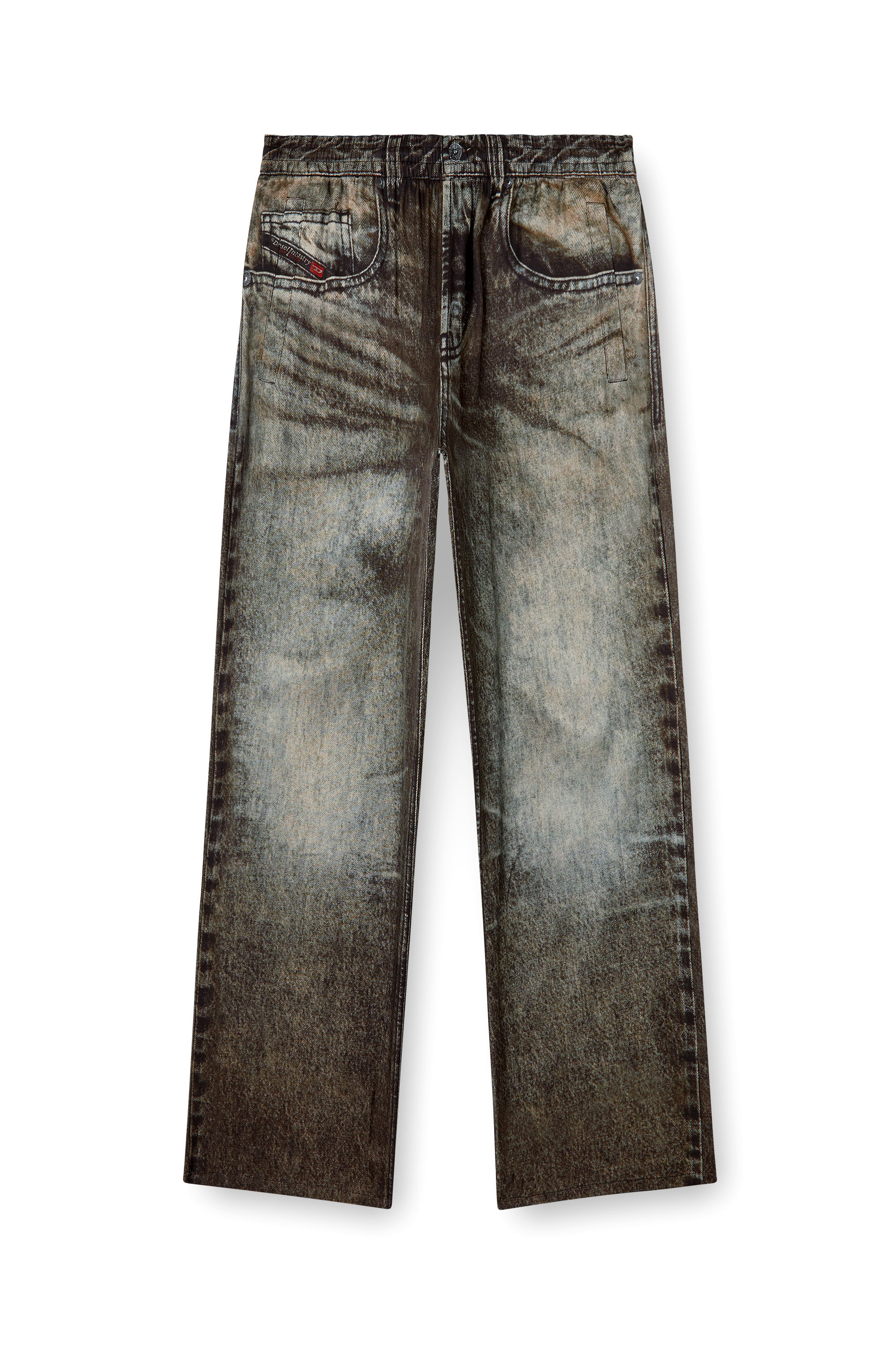 Diesel - P-THECK-LKCT, Male's Elasticated pants in denim-look viscose in ブラック - 3