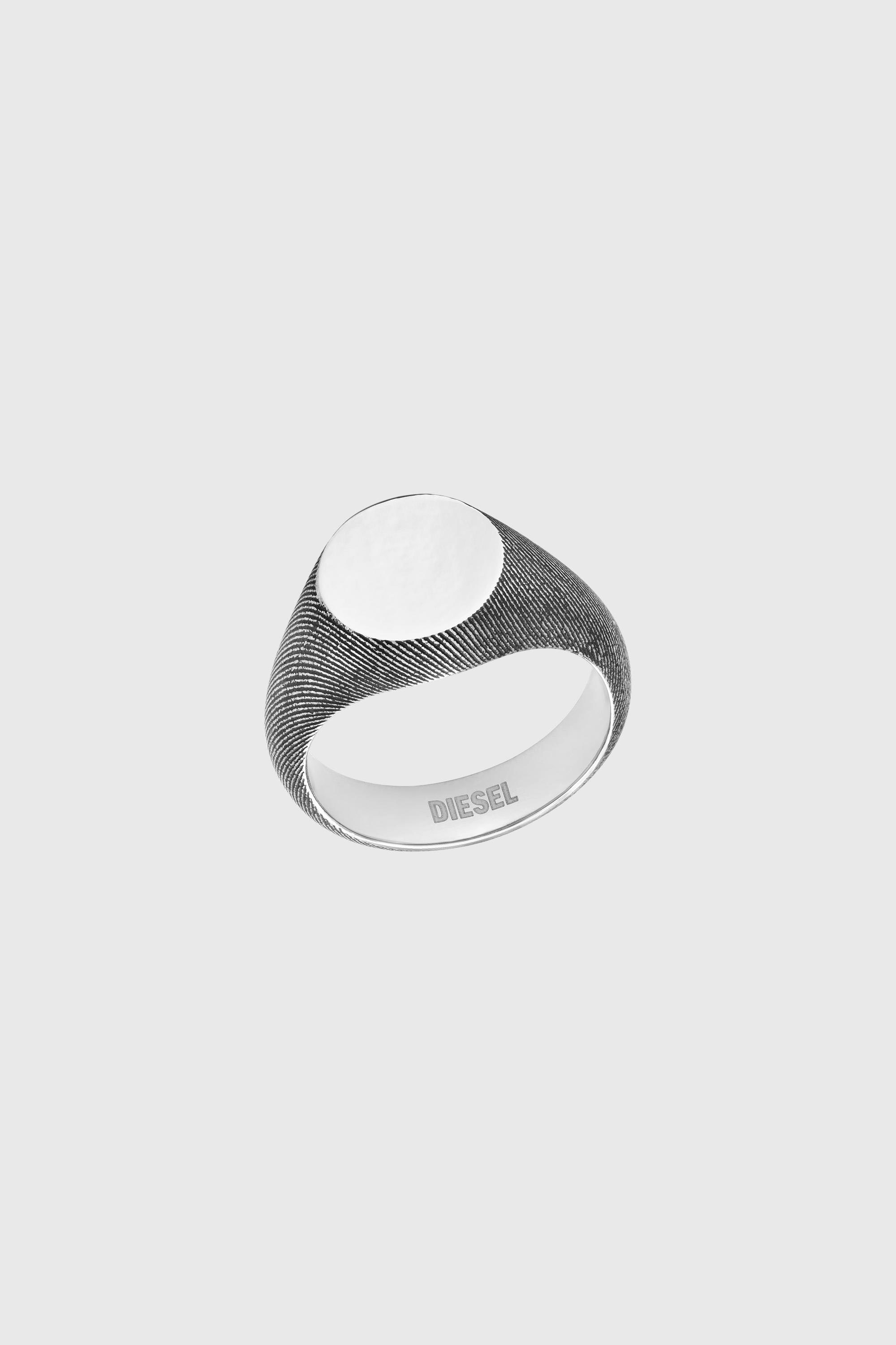 Diesel - DX1736040, Unisex's Stainless steel denim texture signet ring in シルバー - 1