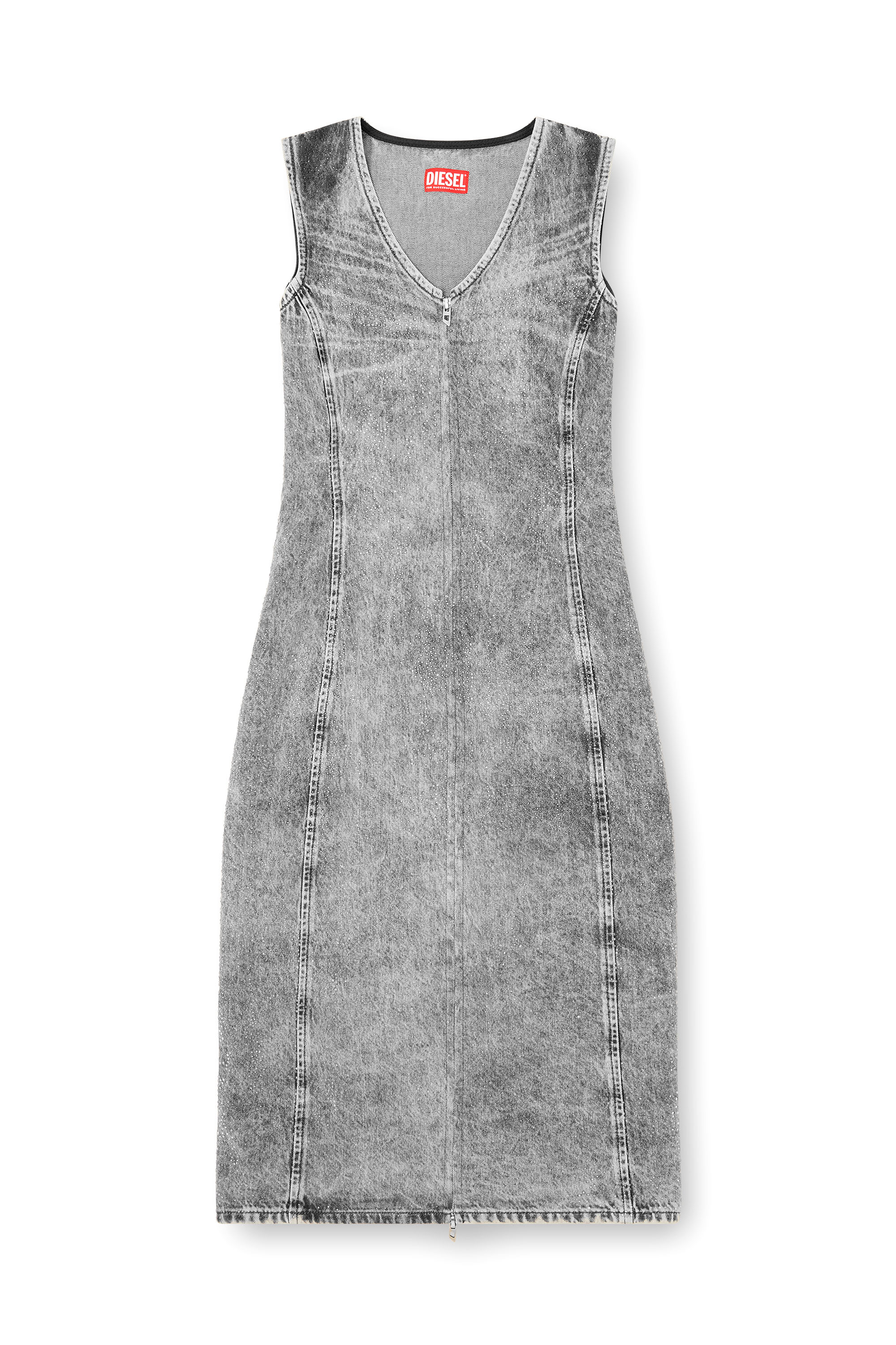 Diesel - DE-KEE-S, Female's Midi dress in crystal denim in グレー - 5
