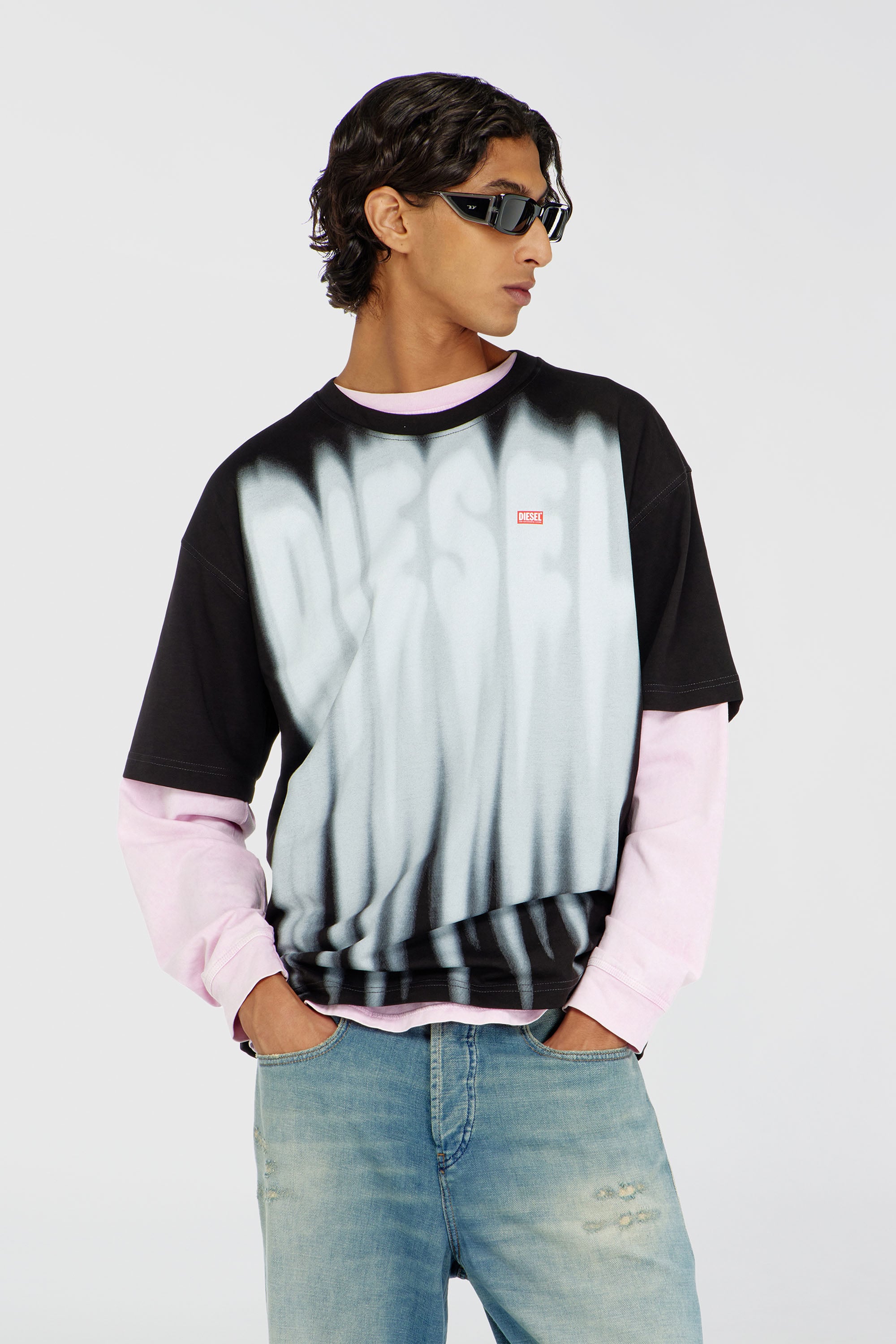 Diesel - T-BOXT-AA1, Male's Tシャツ in ホワイト/ブラック - 1