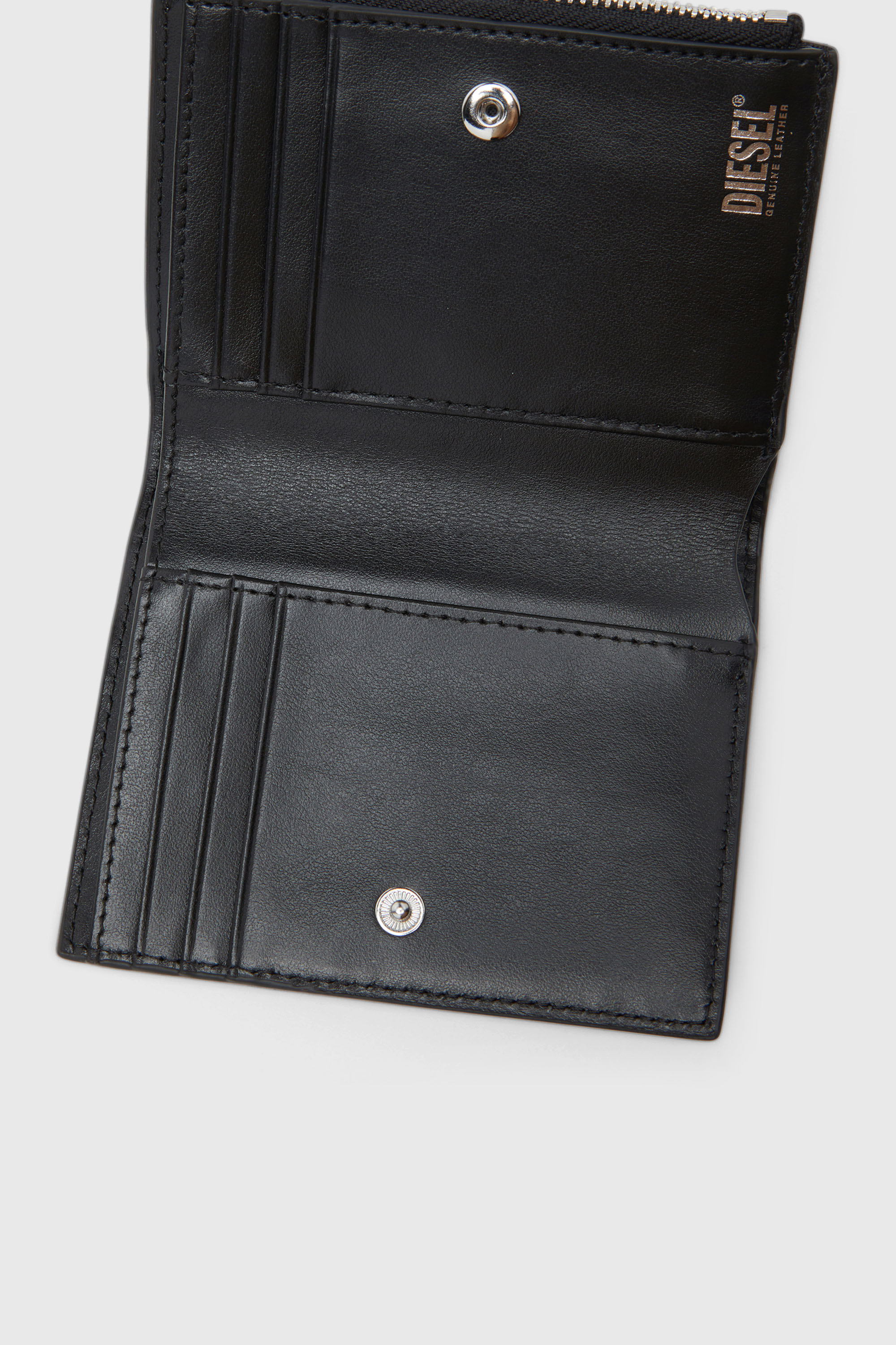 Diesel - 1DR BI-FOLD ZIP II, Female's Small leather wallet with logo plaque in ブラック - 3