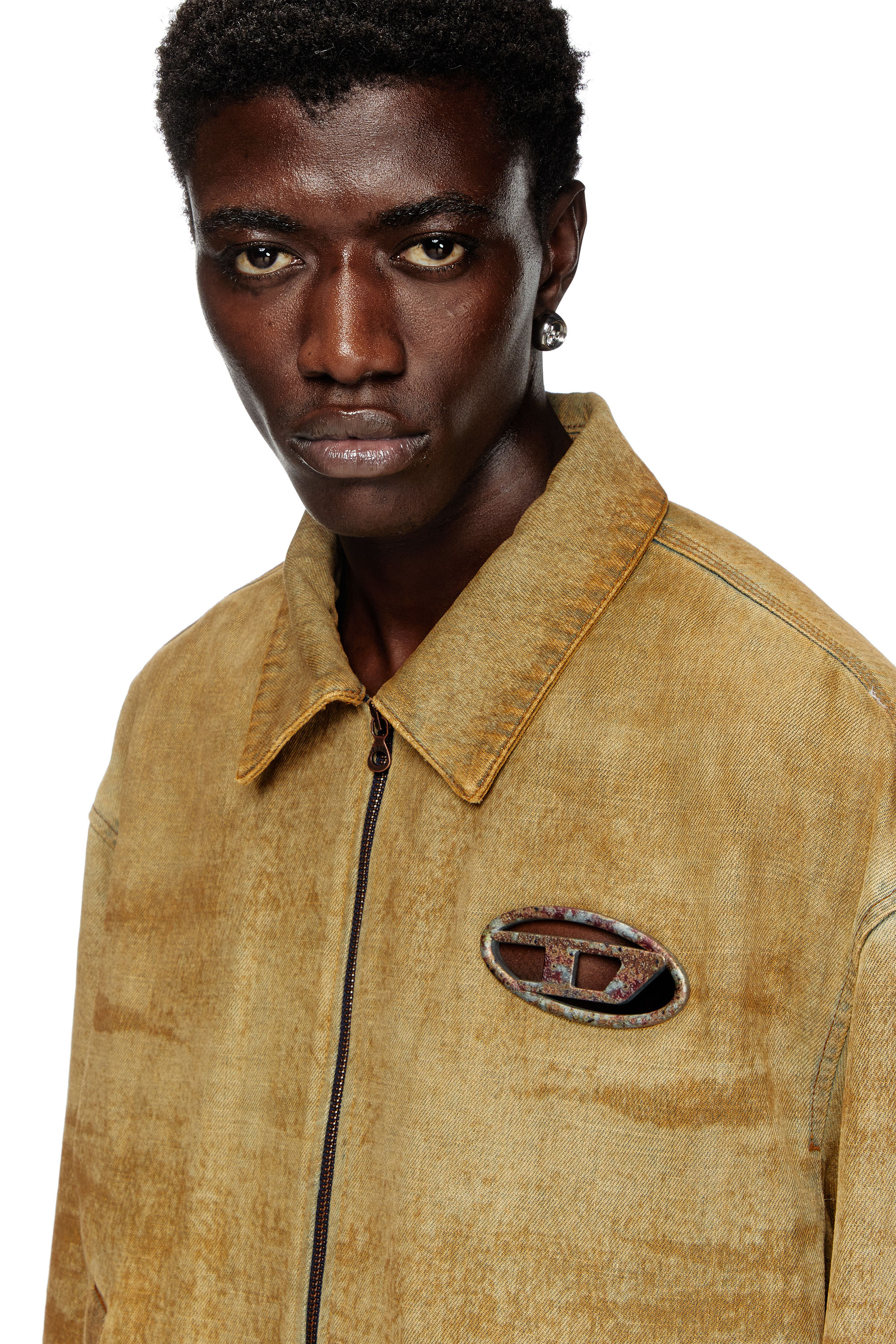 Diesel - D-STACK-FSF, Male's Padded jacket with rust-effect logo in ライトブラウン - 5