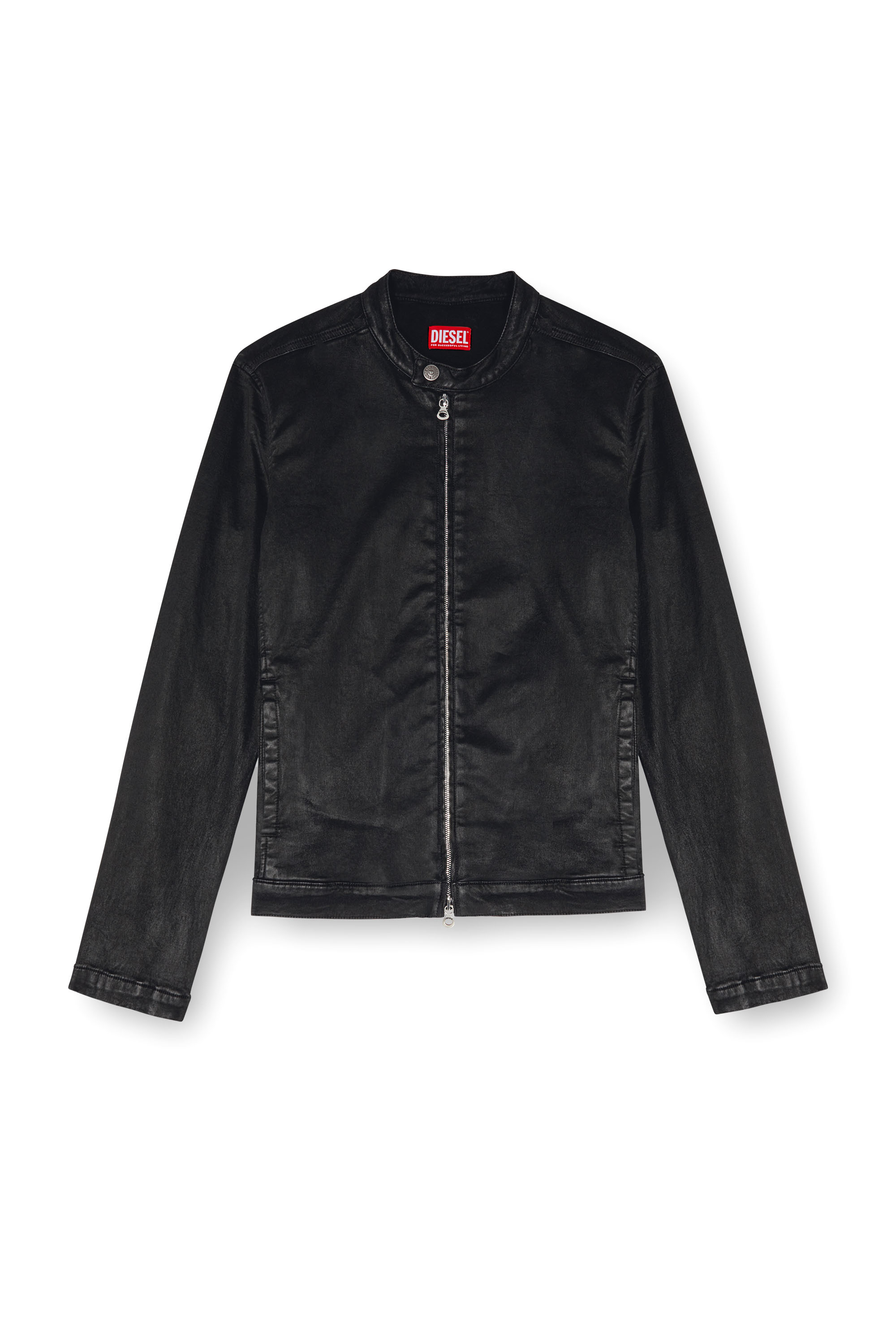 Diesel - D-GLORY JOGG, Male's Moto jacket in coated JoggJeans in ブラック - 2