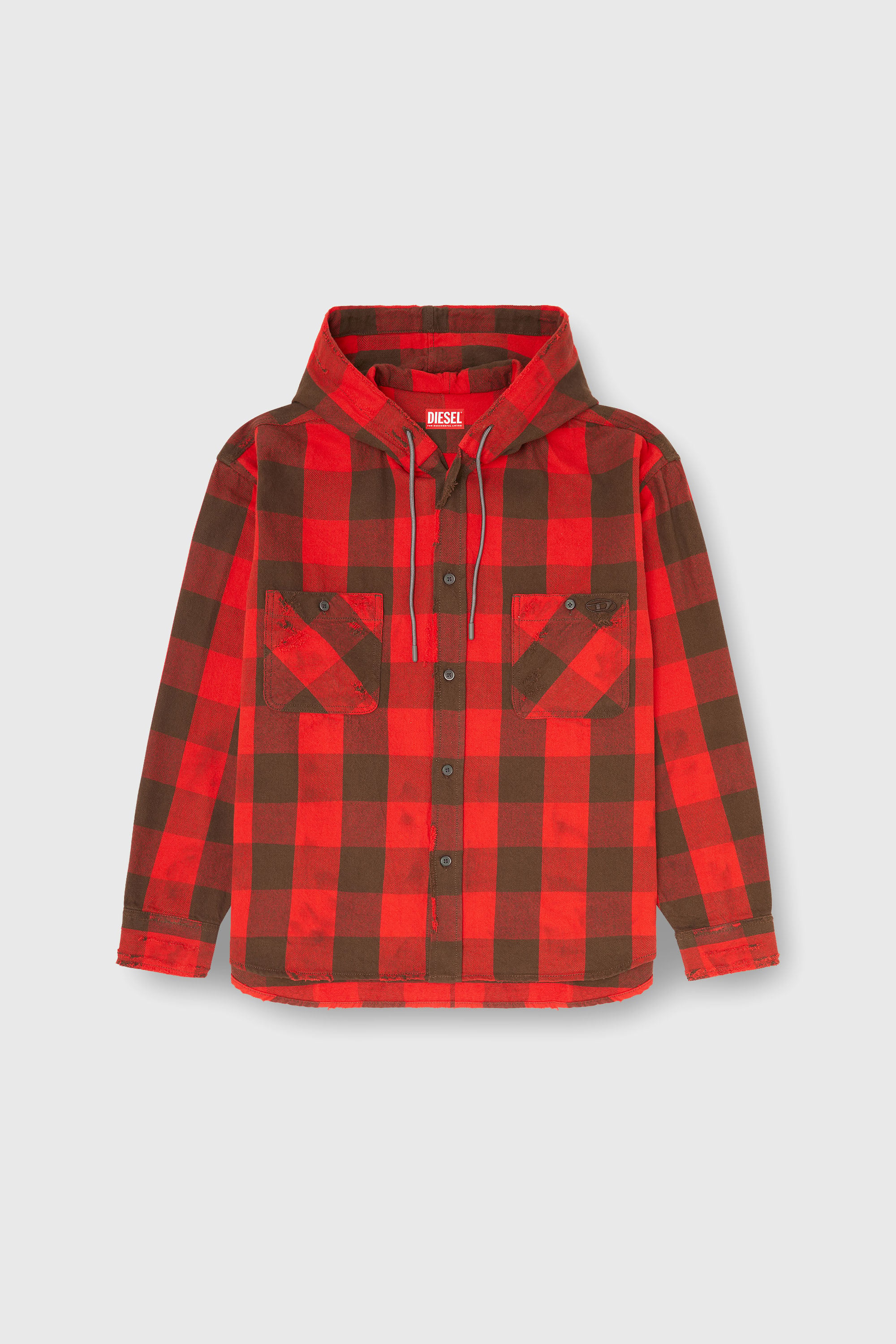Diesel - S-DRUM-HOODY, Male's シャツ in ブラウン/レッド - 2