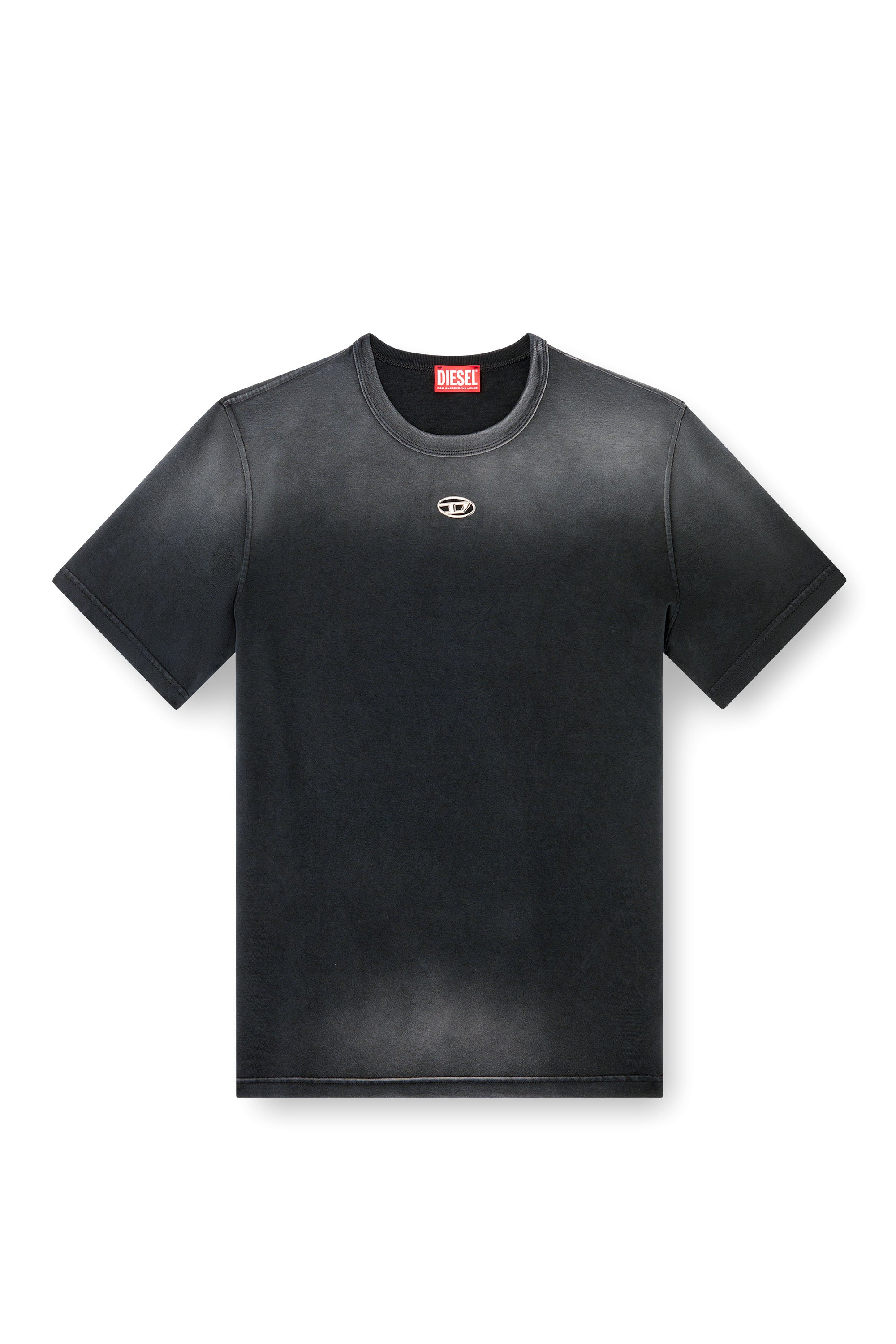 Diesel - T-ADJUST-T1, Male's Faded T-shirt with cut-out Oval D in ブラック - 3