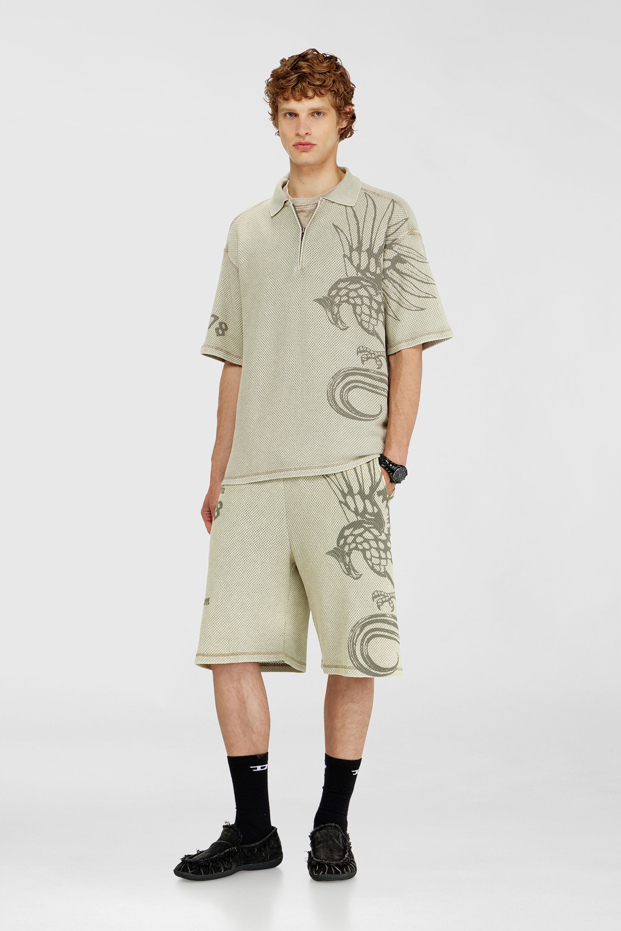 Diesel - T-ERRY-ZIP, Male's ポロシャツ in ベージュ - 2