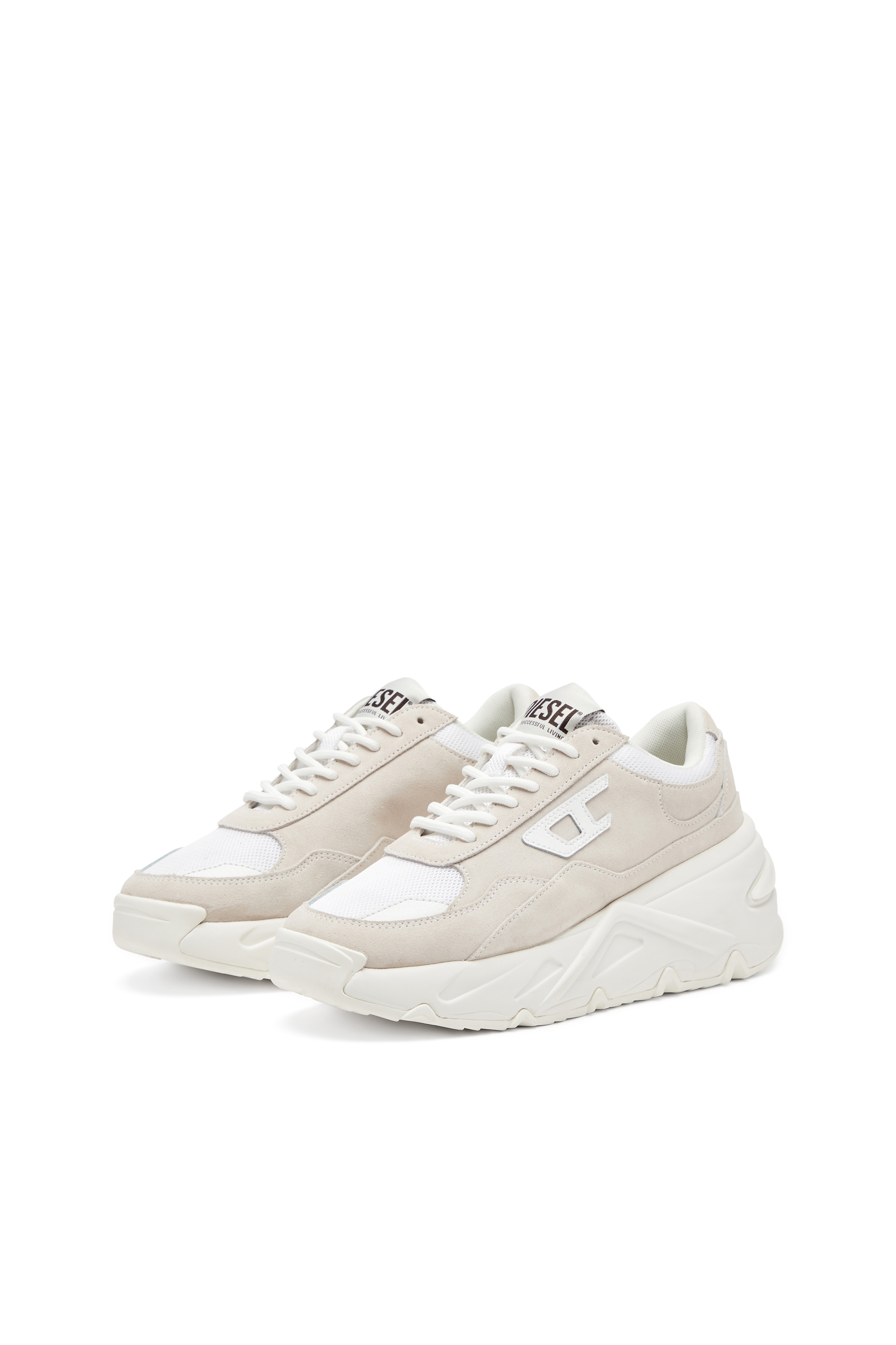 Diesel - S-SAVANNAH W, Female's S-Savannah-Platform sneakers in suede and mesh in ホワイト - 8
