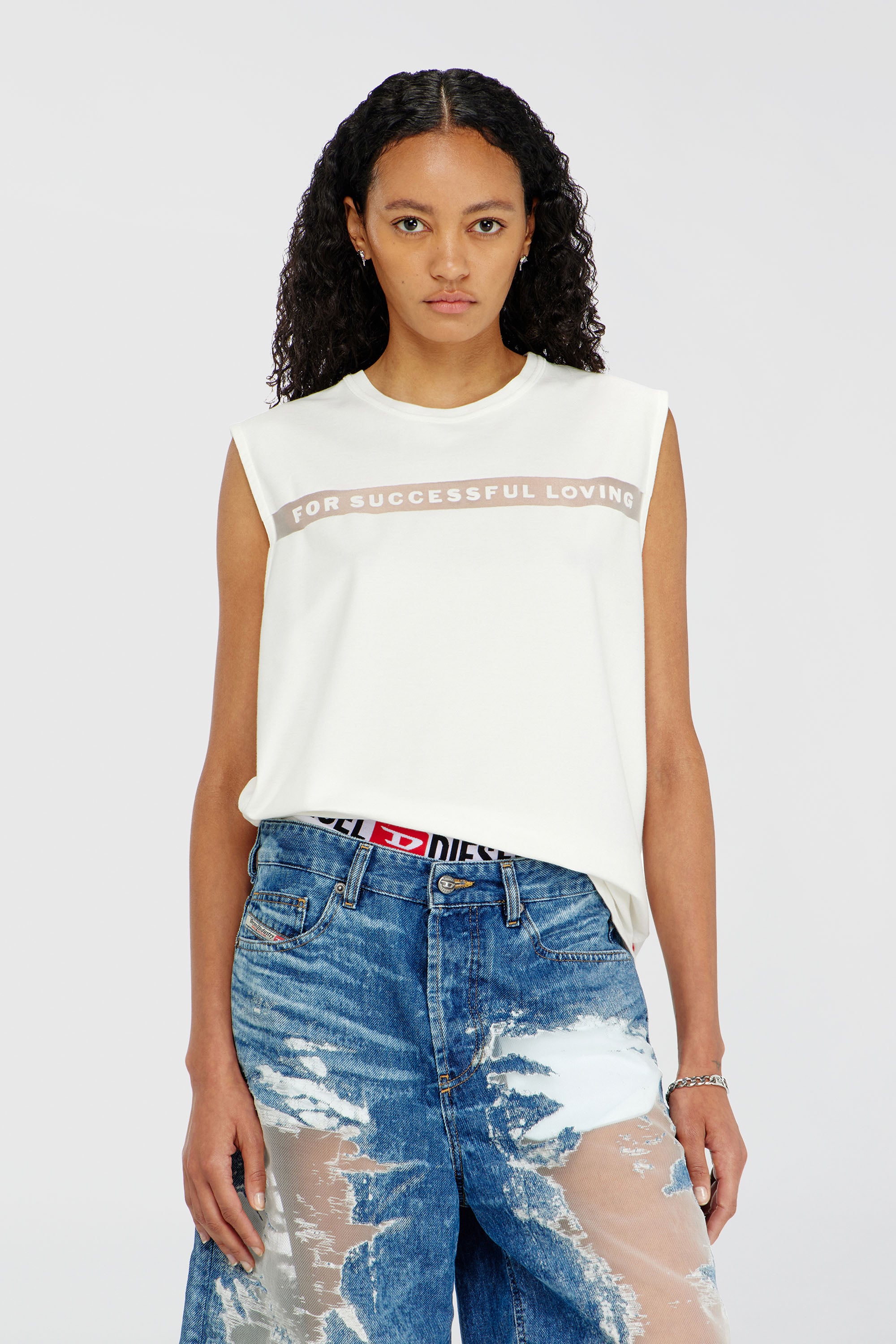 Diesel - PR-T-NORM-BISC-MATI-R, Unisex's Tank top with For Successful Loving logo in ホワイト - 1