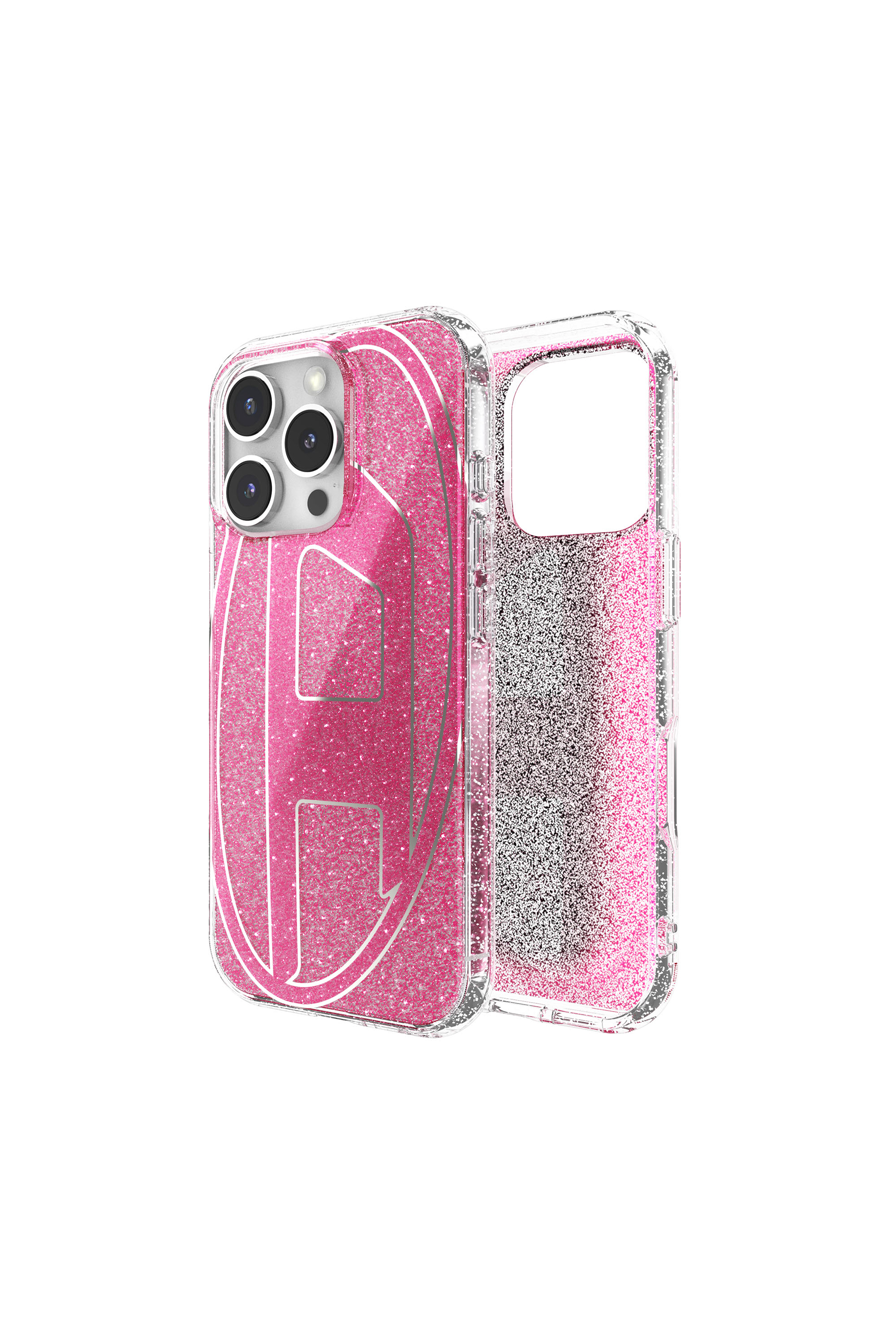 Diesel - 60156 AOP CASE, Unisex's Oval D Glitter Case for iP 16 Pro in ピンク / ホワイト - 1