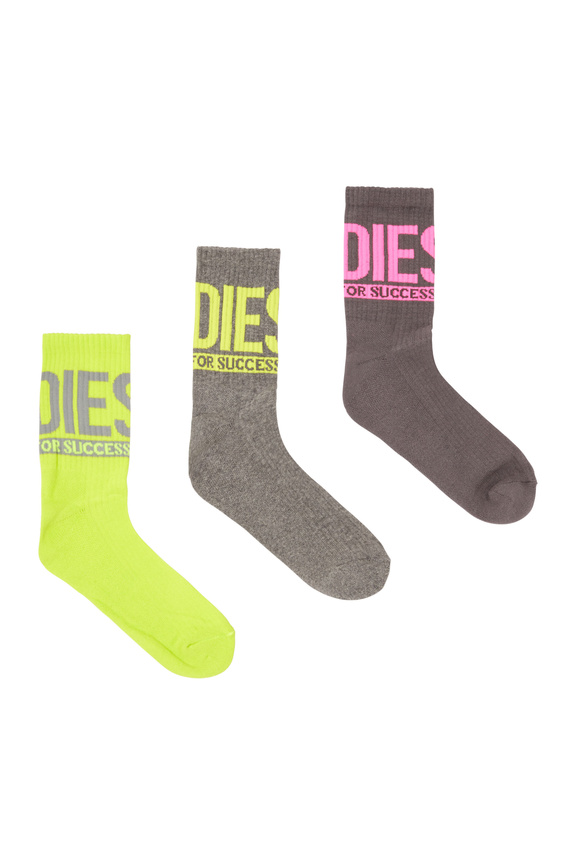 Diesel - SKM-RAY-3PACK-CUSHIONED-17,5, Male's ソックス 3足パック in グレー/グリーン - 1