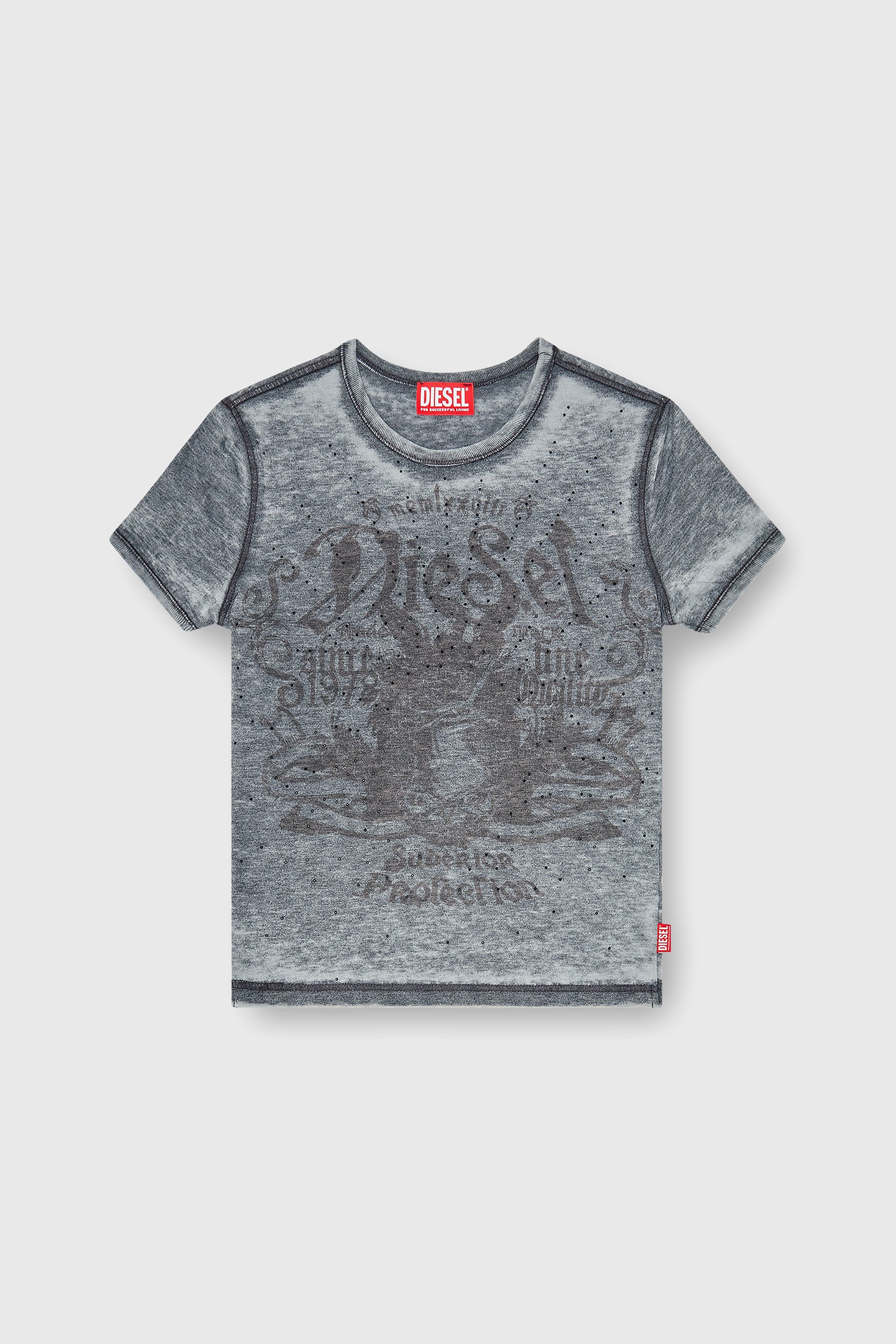 Diesel - T-UNCUTIES-LONG-AA3, Female's Tシャツ in ブルー/グレー - 2