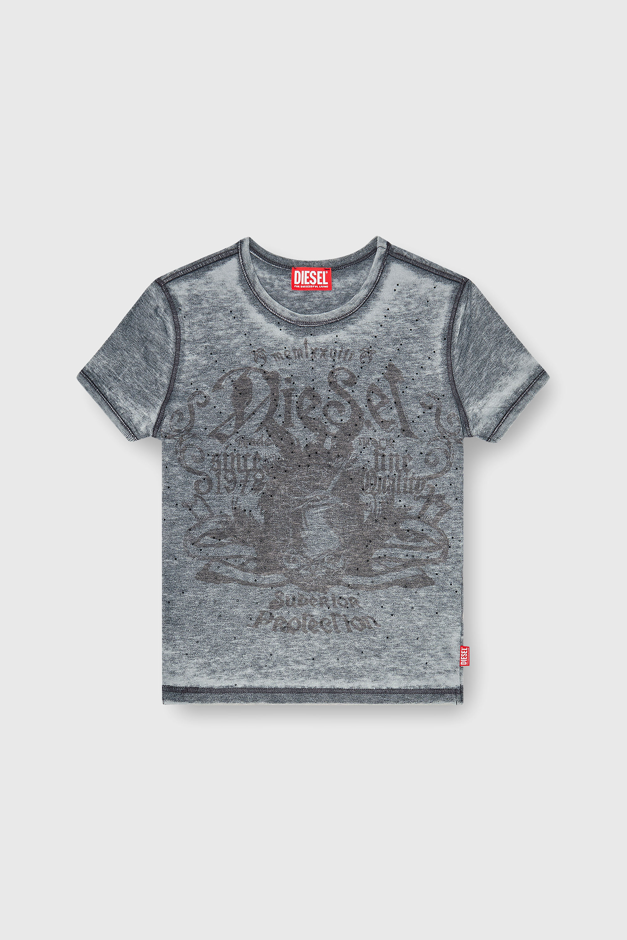 Diesel - T-UNCUTIES-LONG-AA3, Female's Tシャツ in ブルー/グレー - 2