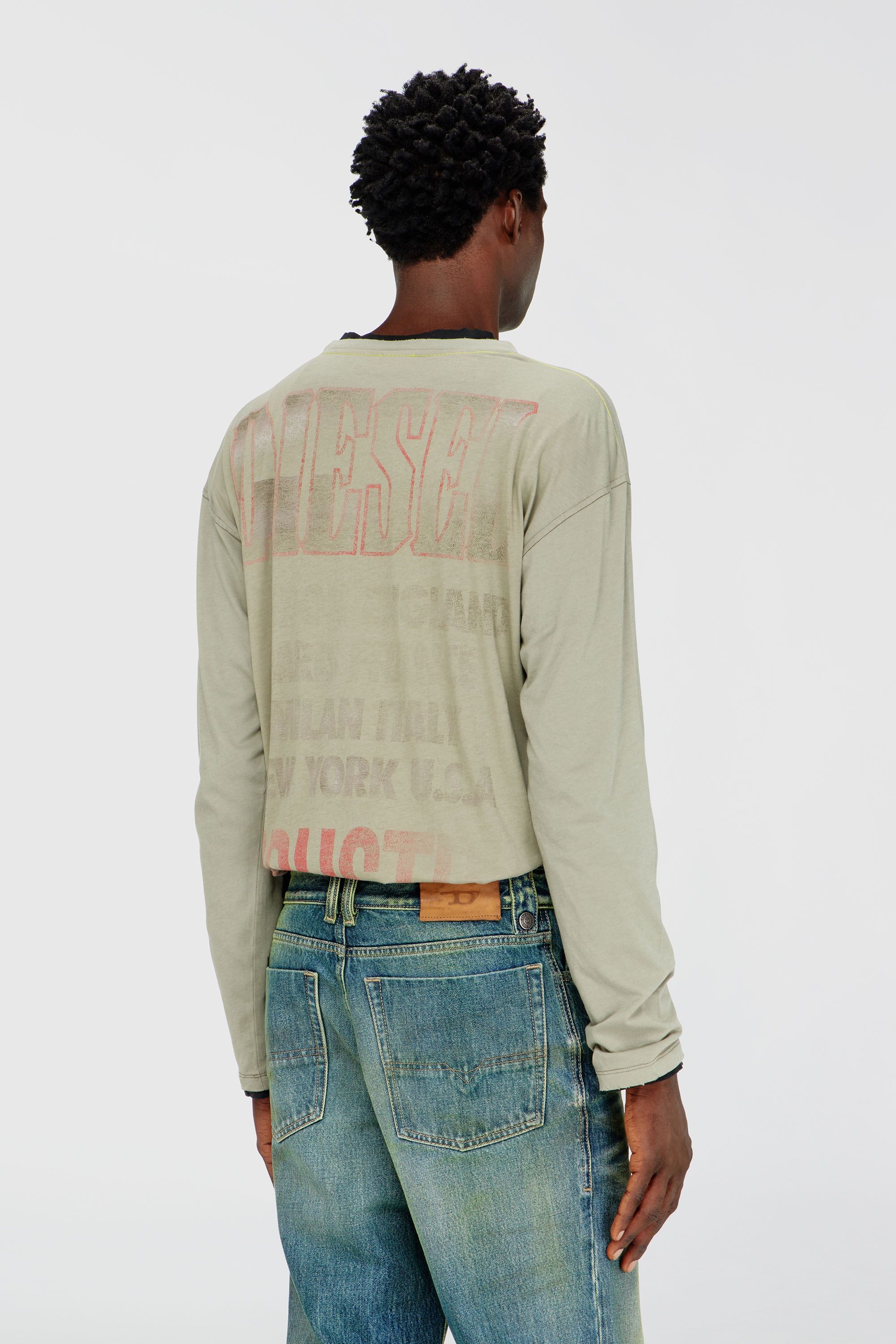Diesel - T-GERI-LS-A, Male's Long-sleeve T-shirt with concert graphics and crystals in null - 5