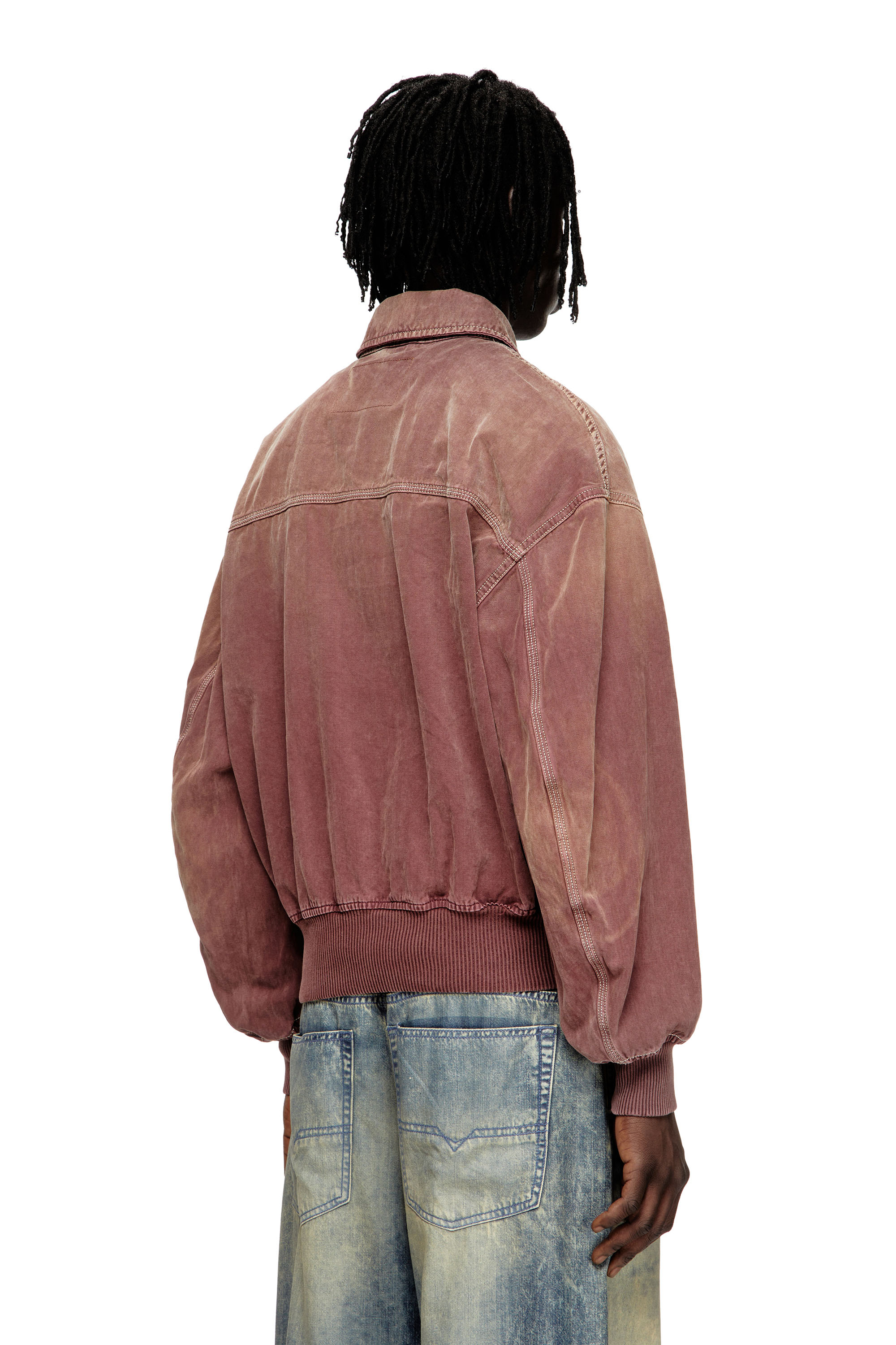 Diesel - D-KURZ, Unisex's Jacket in coloured herringbone denim in ブラウン - 4