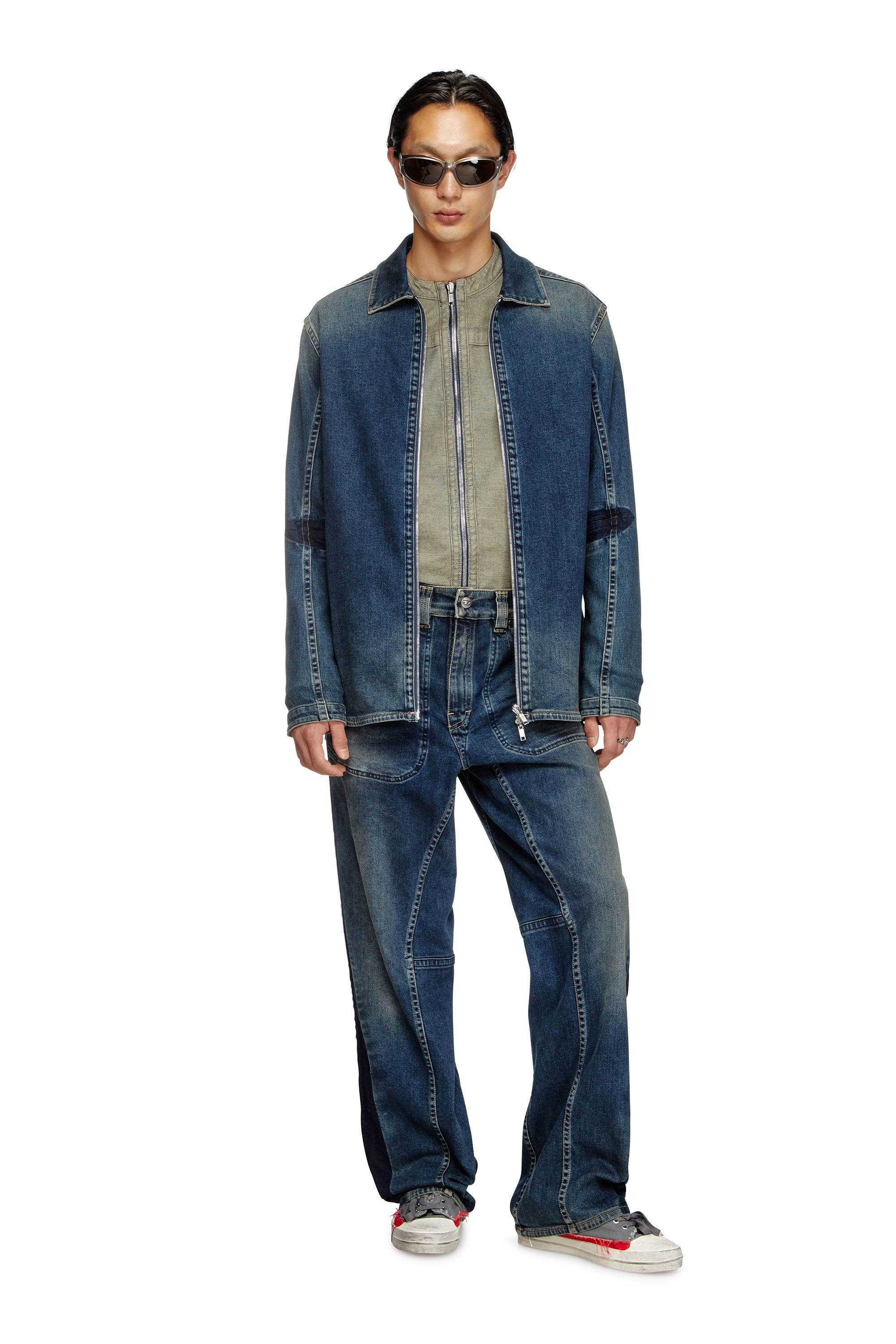 Diesel - D-SIMPLY-RE, Male's Zipped shirt in Rehab denim in ダークブルー - 1