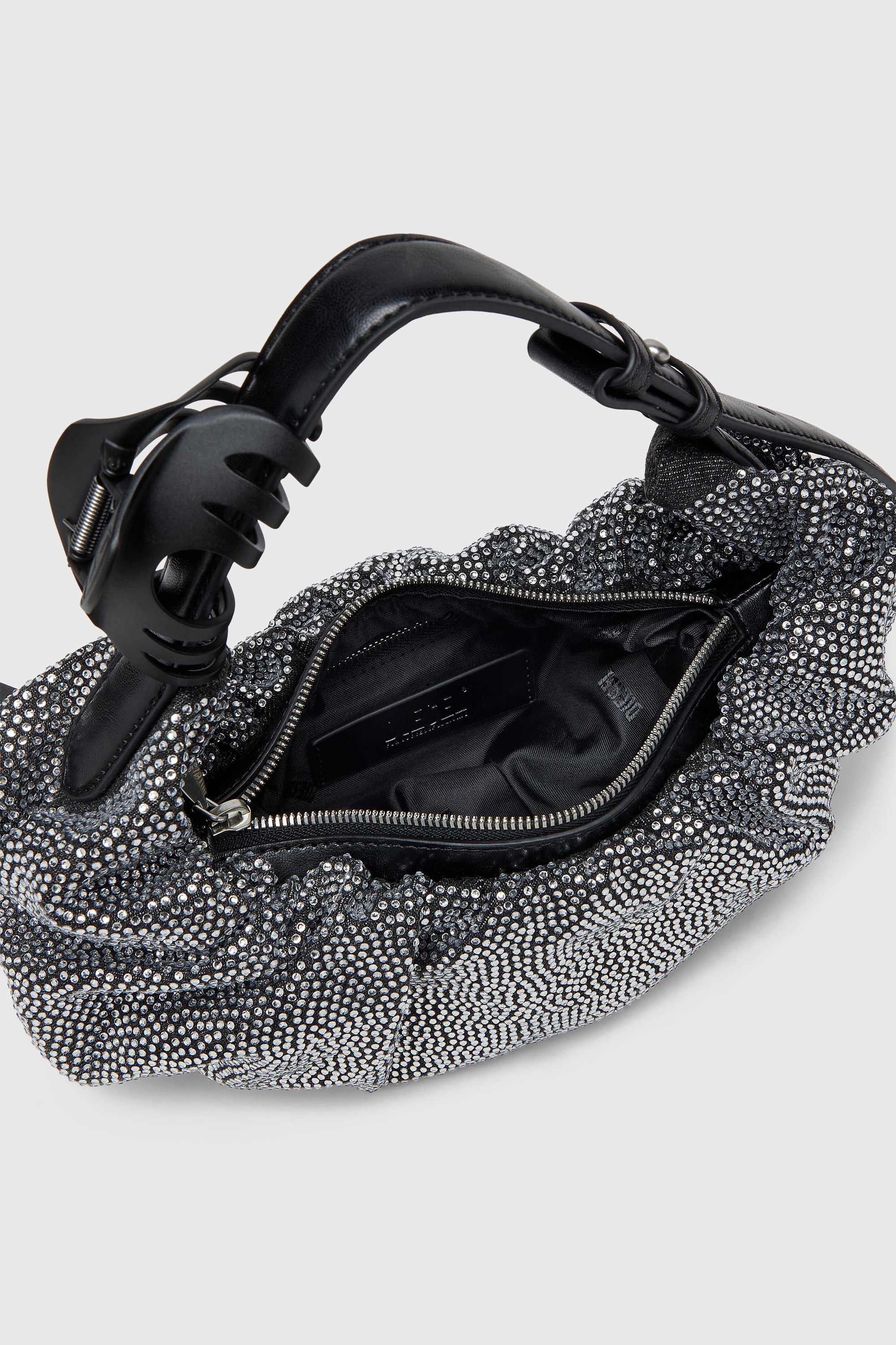 Diesel - GRAB-D HOBO S, Female's Grab-D S-Small scrunched hobo bag in crystal denim in ブラック - 5