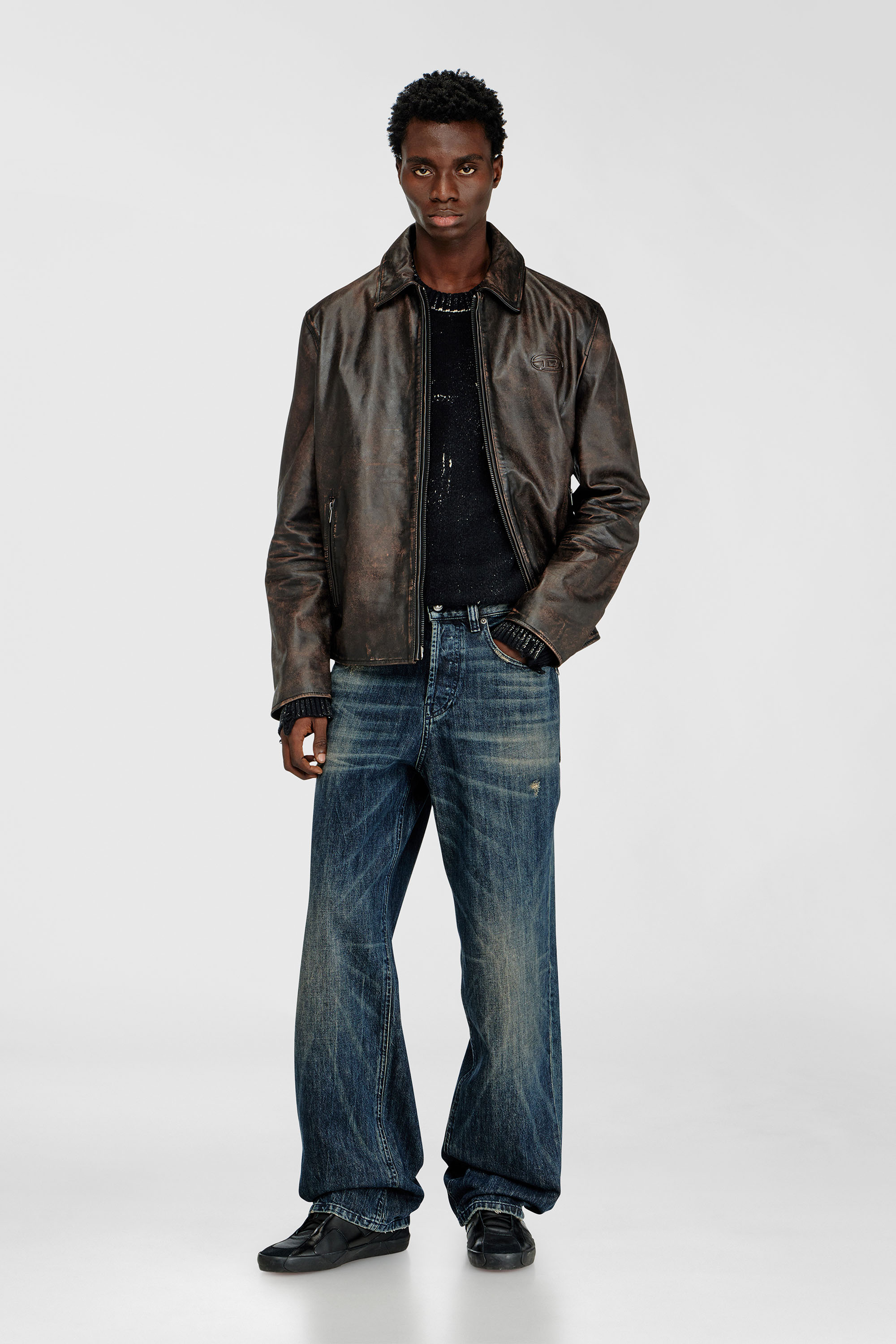 Diesel - L-AMAR-WRD, Male's レザーコーチジャケット in ブラウン - 2