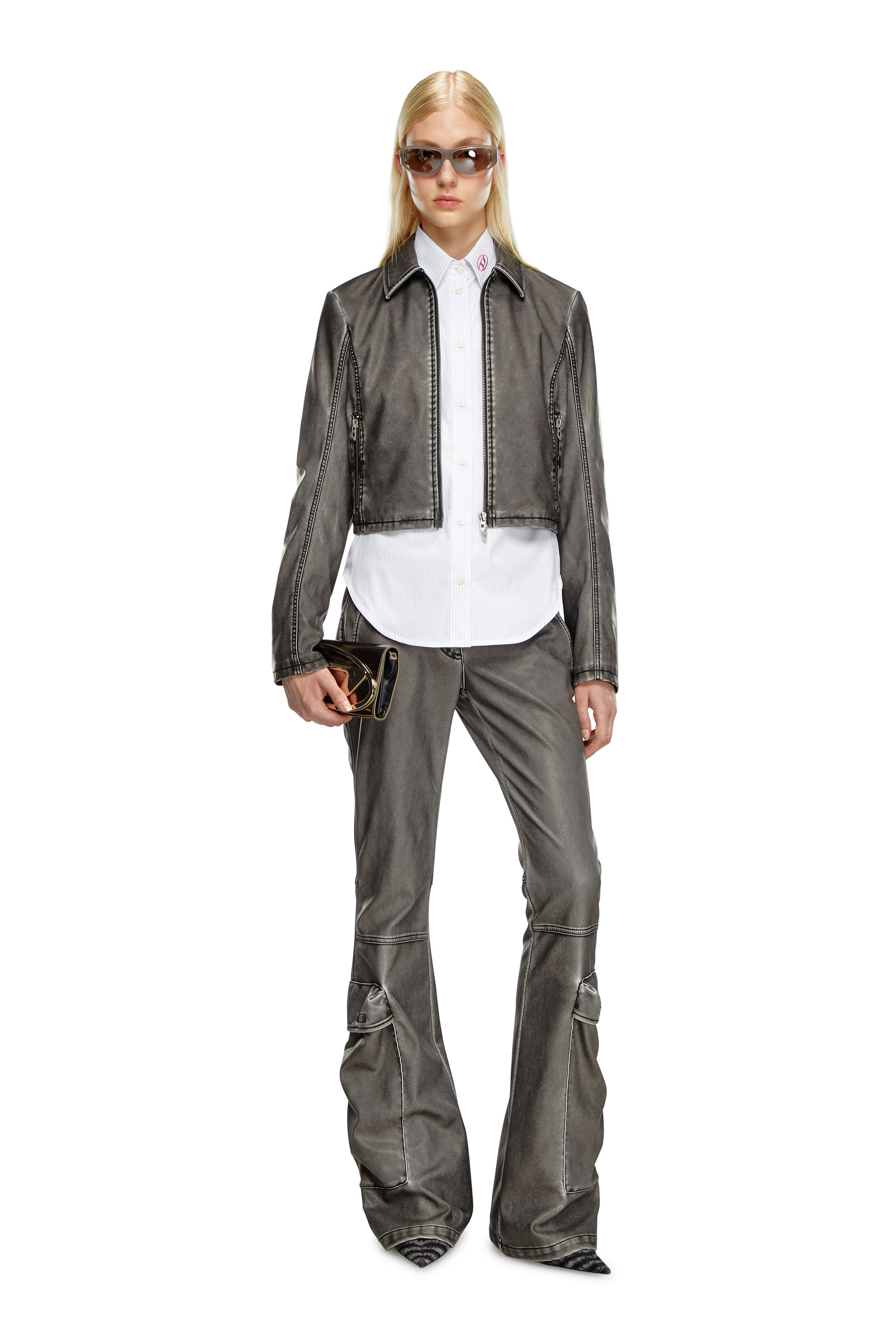 Diesel - C-GISEL-P2, Female's Striped shirt with Oval D embroidery in ライトブルー - 2