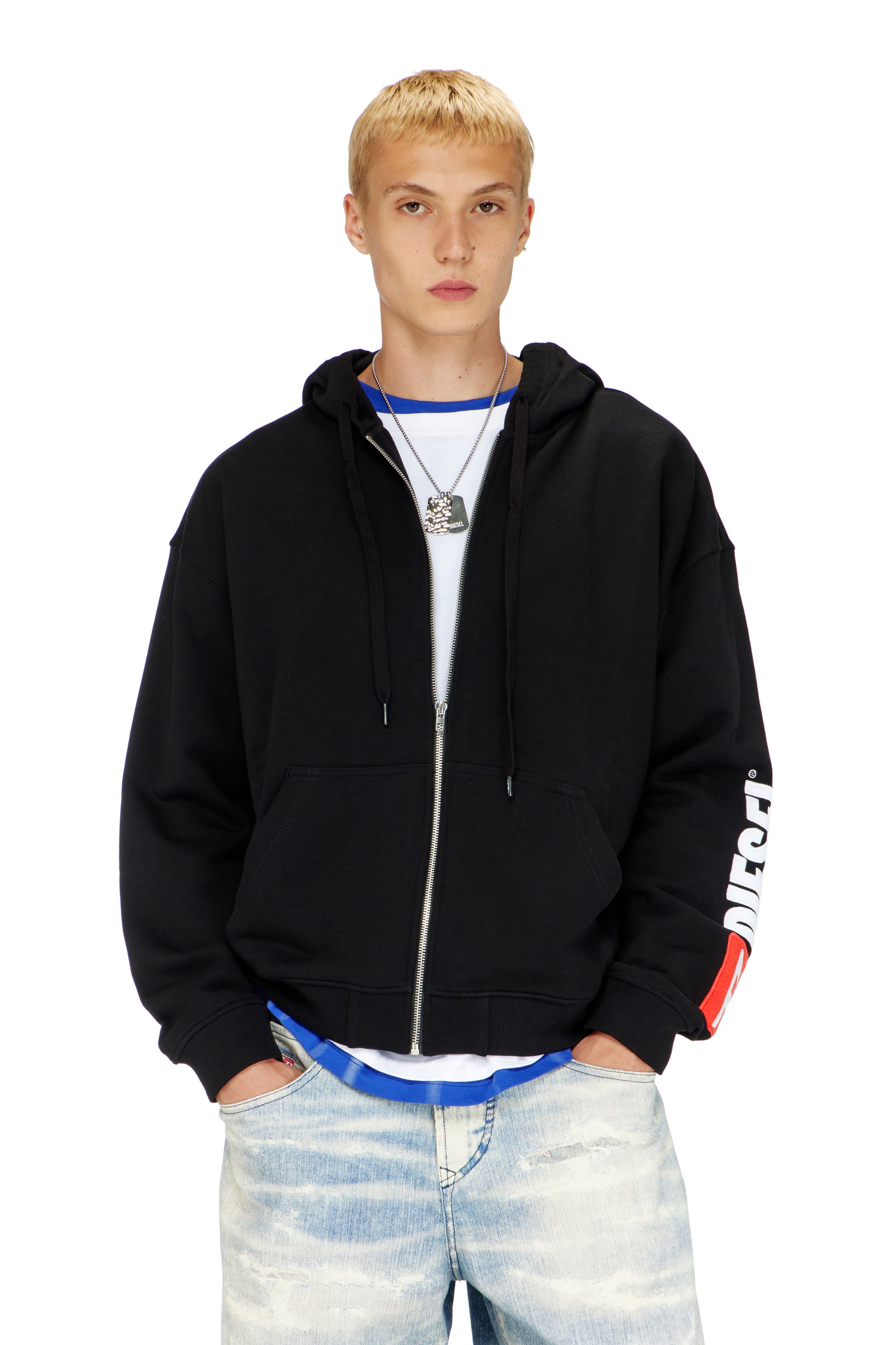 Diesel - S-BOXT-ZIP-HOOD-DIV, Male's ジップアップパーカー in ブラック - 1
