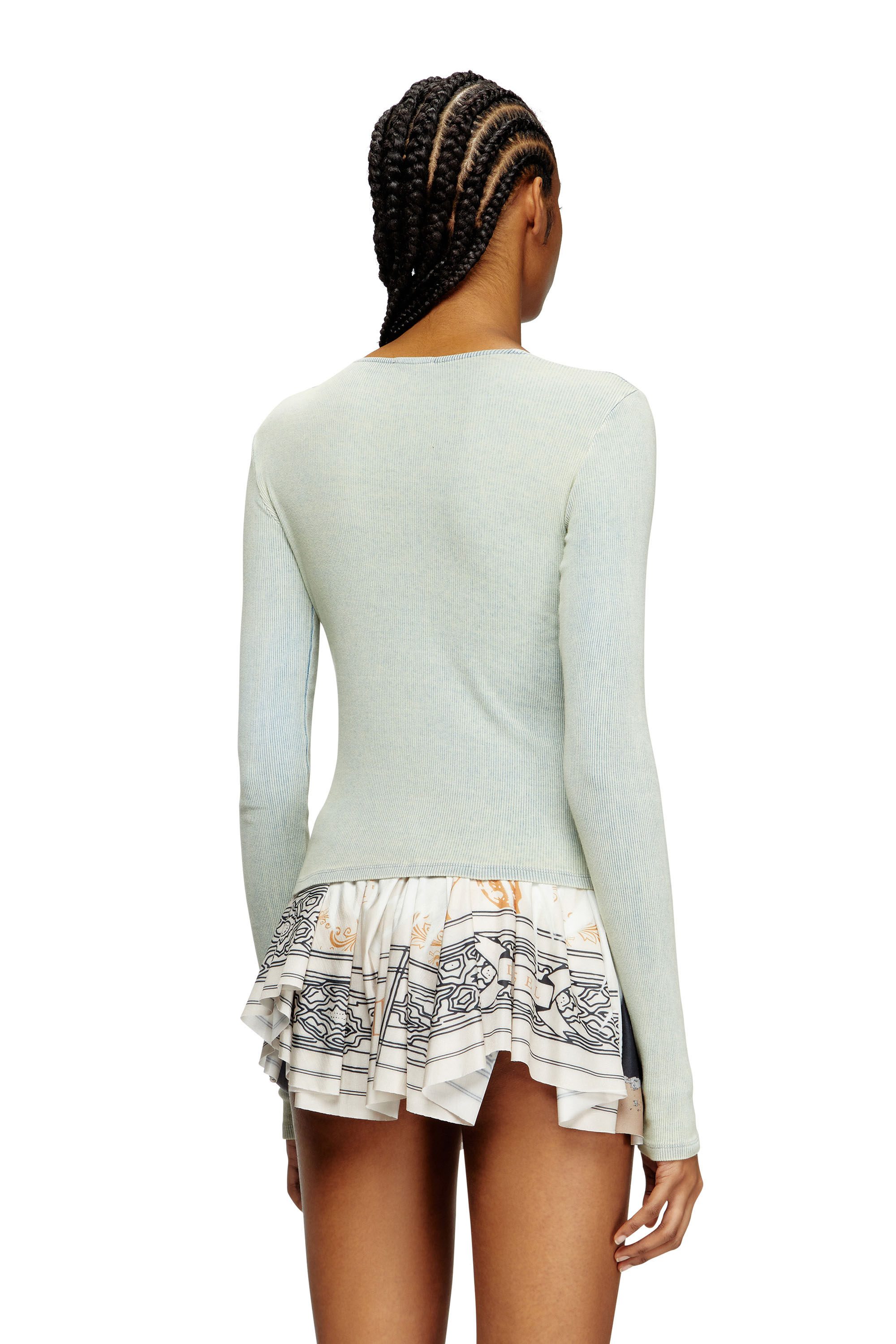 Diesel - T-LERYA, Female's Rib top with draped bandana bust in ブルー/ホワイト - 4