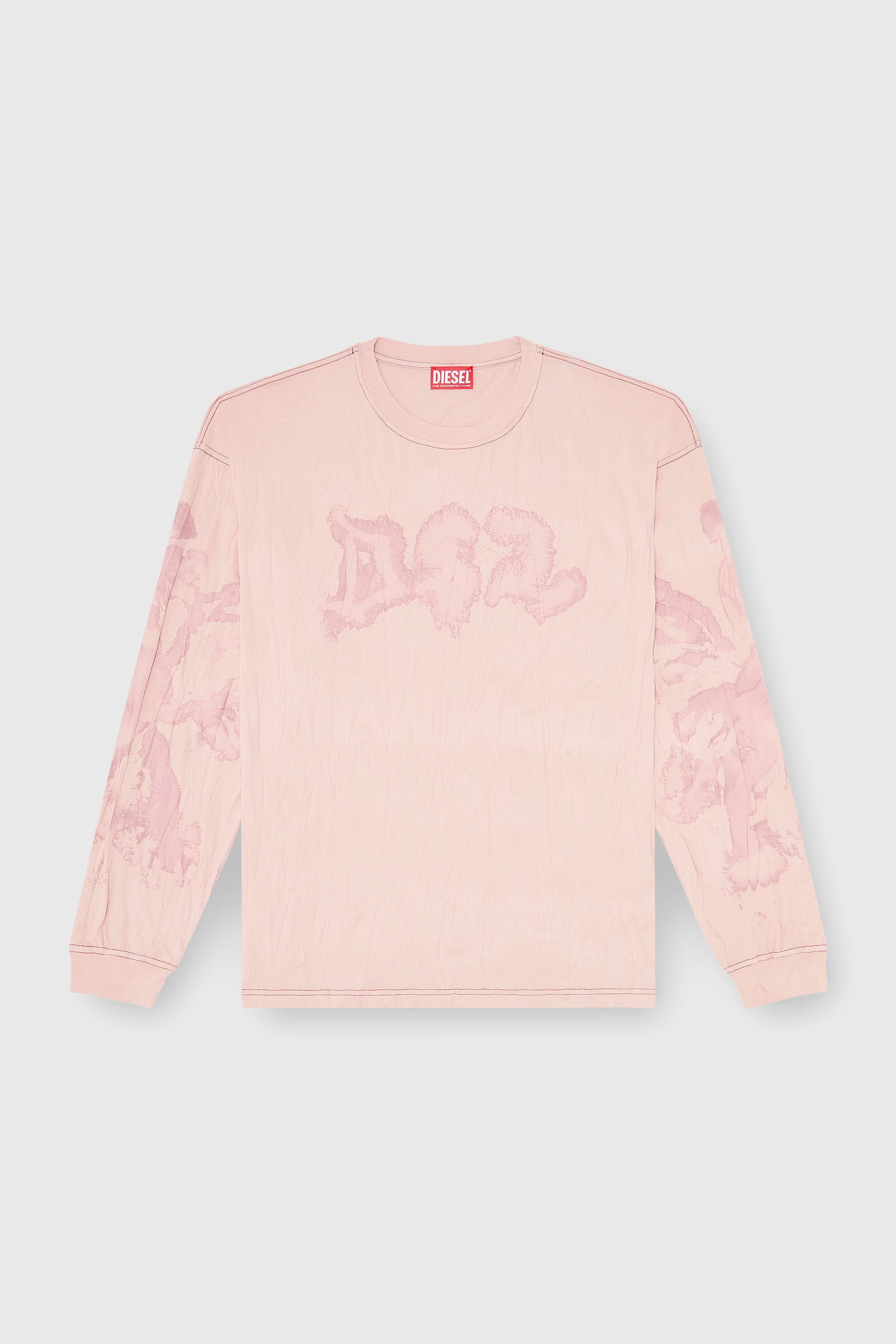 Diesel - T-BOXT-LS-AA4, Male's 長袖Tシャツ in ピンク / ホワイト - 2