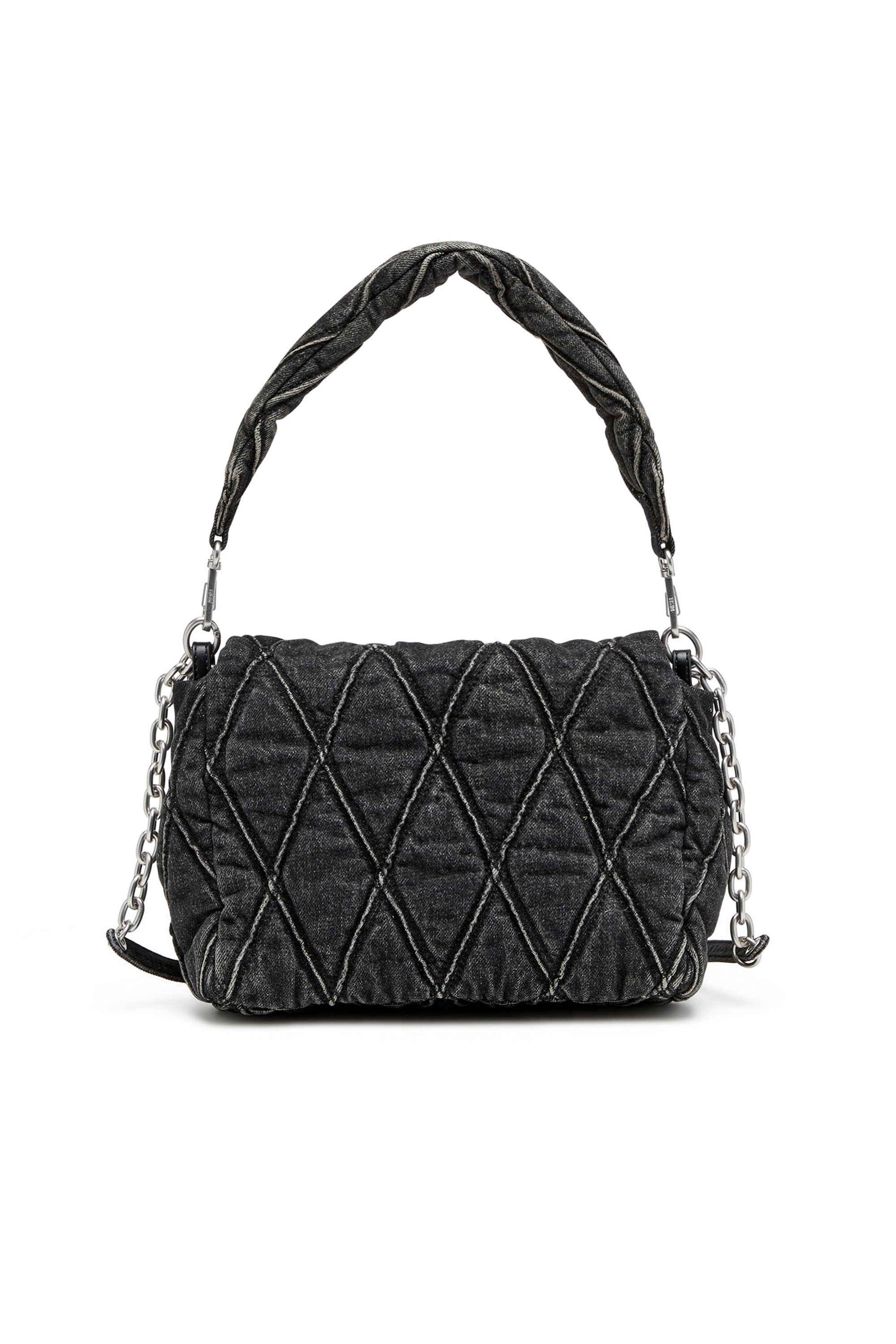 Diesel - CHARM-D SHOULDER M, Female's Charm-D M-Shoulder bag in quilted denim in ブラック - 3