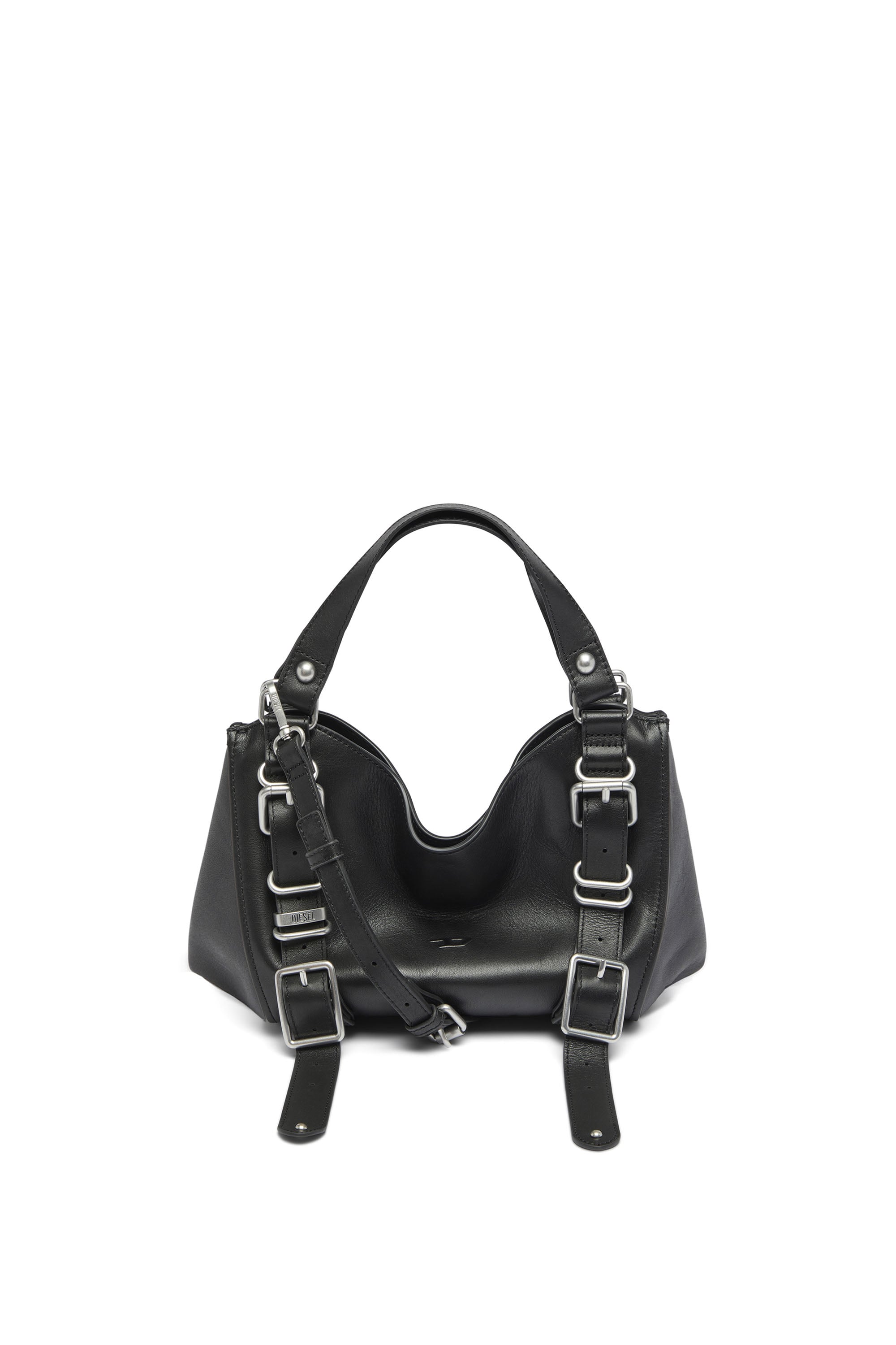 Diesel - D-ONE TOPHANDLE S, Female's D-One-Small top-handle bag in treated leather in ブラック - 1