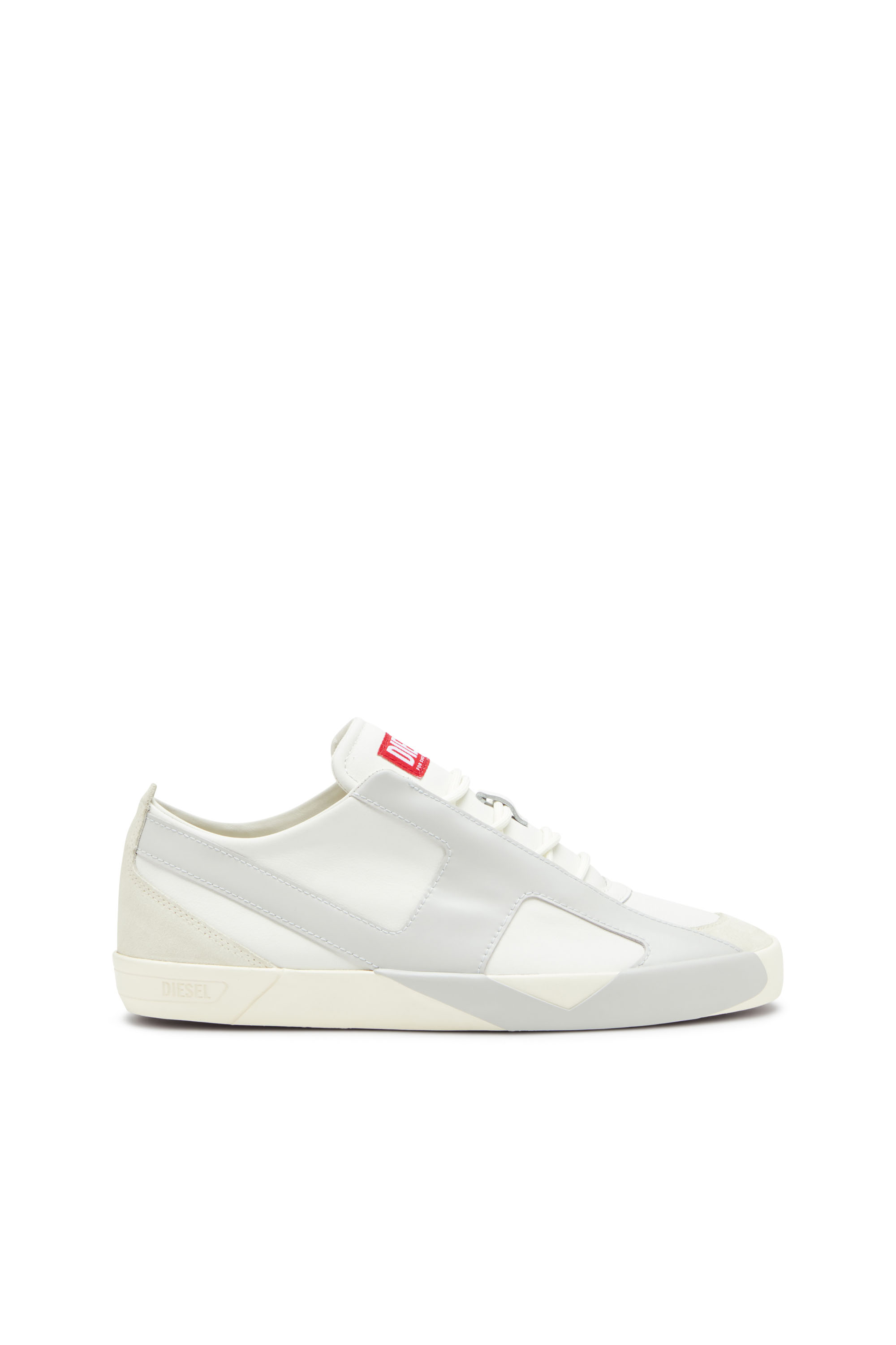Diesel - S-SLANTE-D LOW, Male's S-Slante-D-Sneakers in suede and leather with D logo in ホワイト/グレー - 1