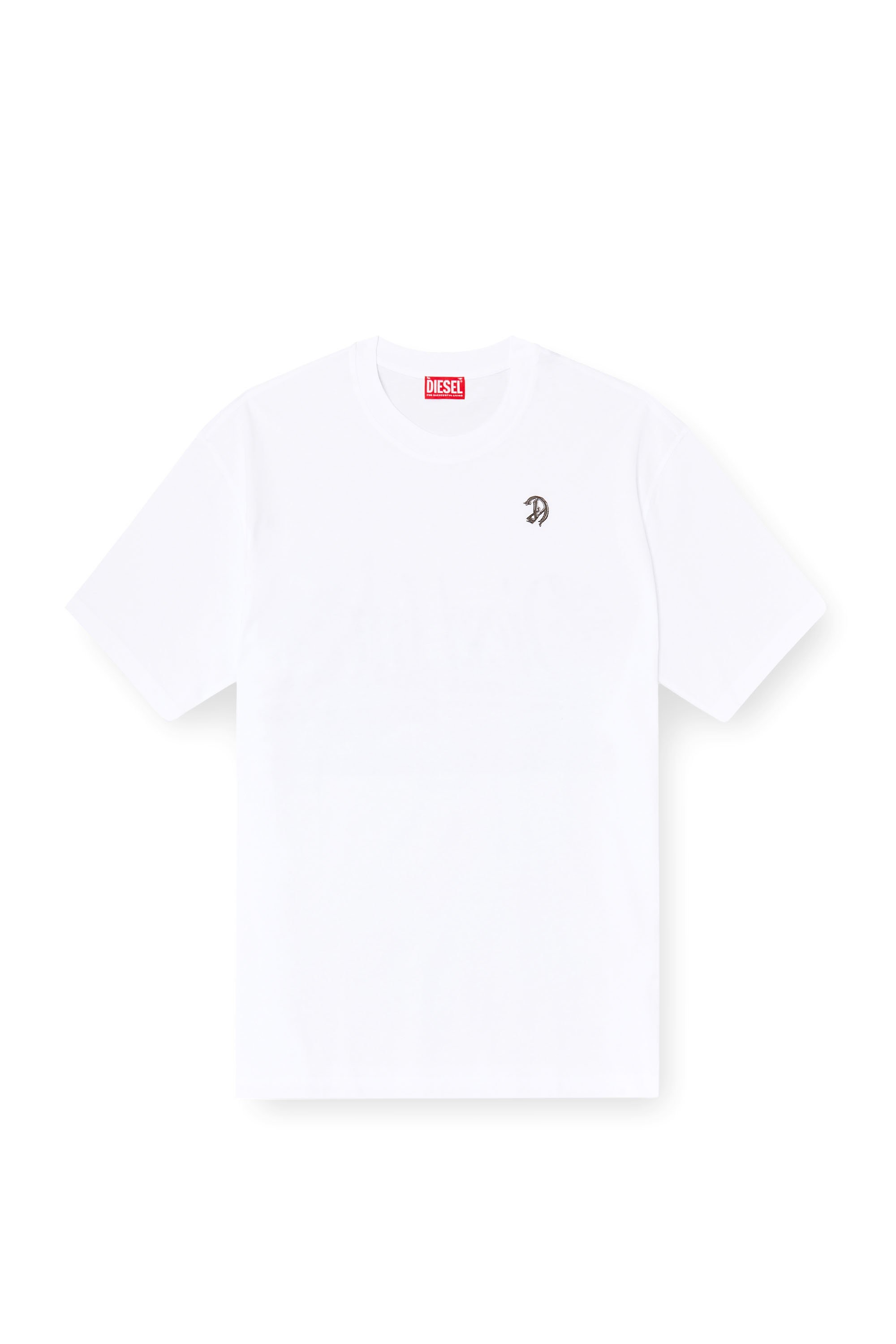 Diesel - T-BOGGY-V2, Male's T-shirt with logo patch and graphic print in ホワイト - 3