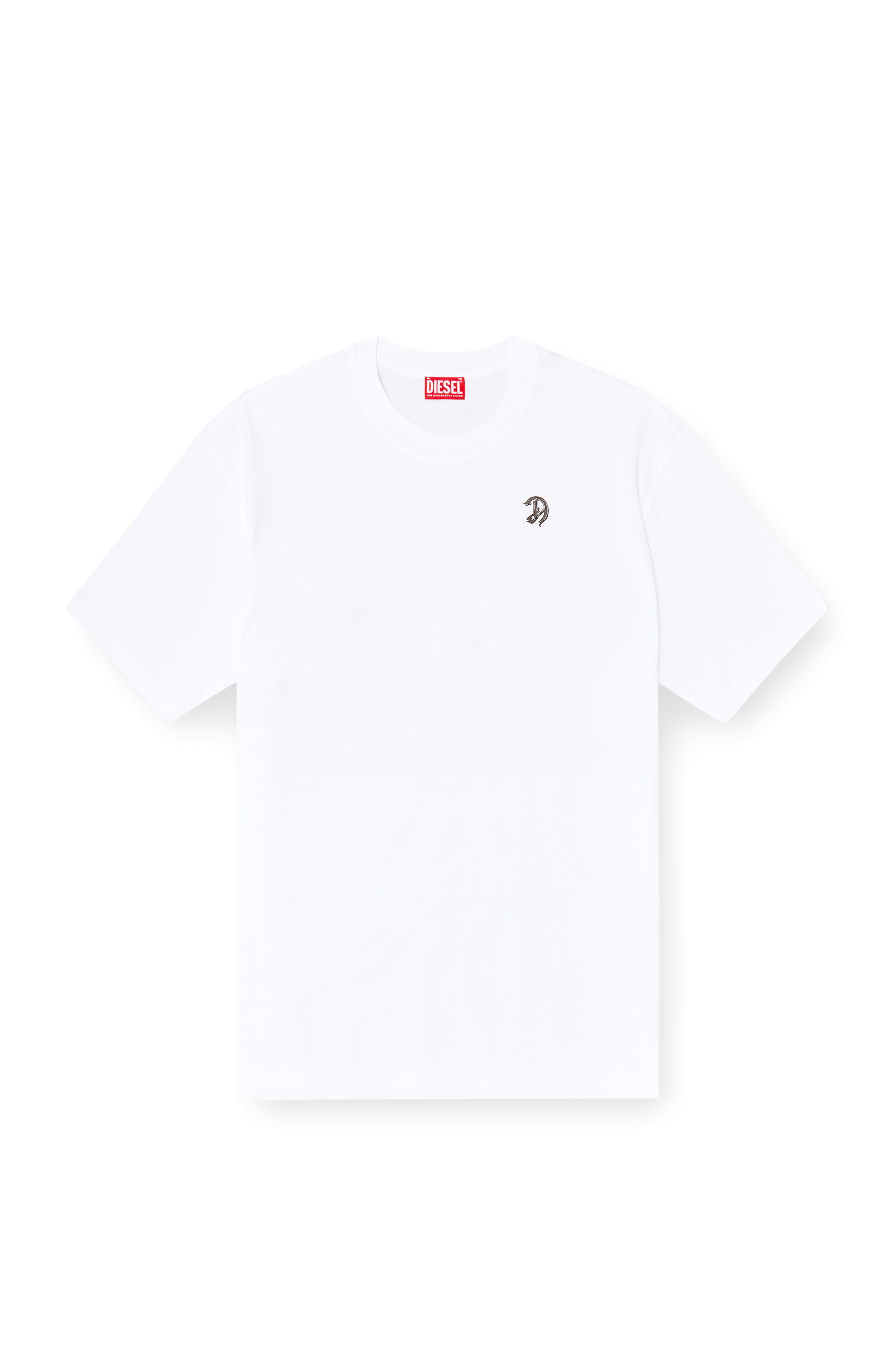 Diesel - T-BOGGY-V2, Male's T-shirt with logo patch and graphic print in ホワイト - 2