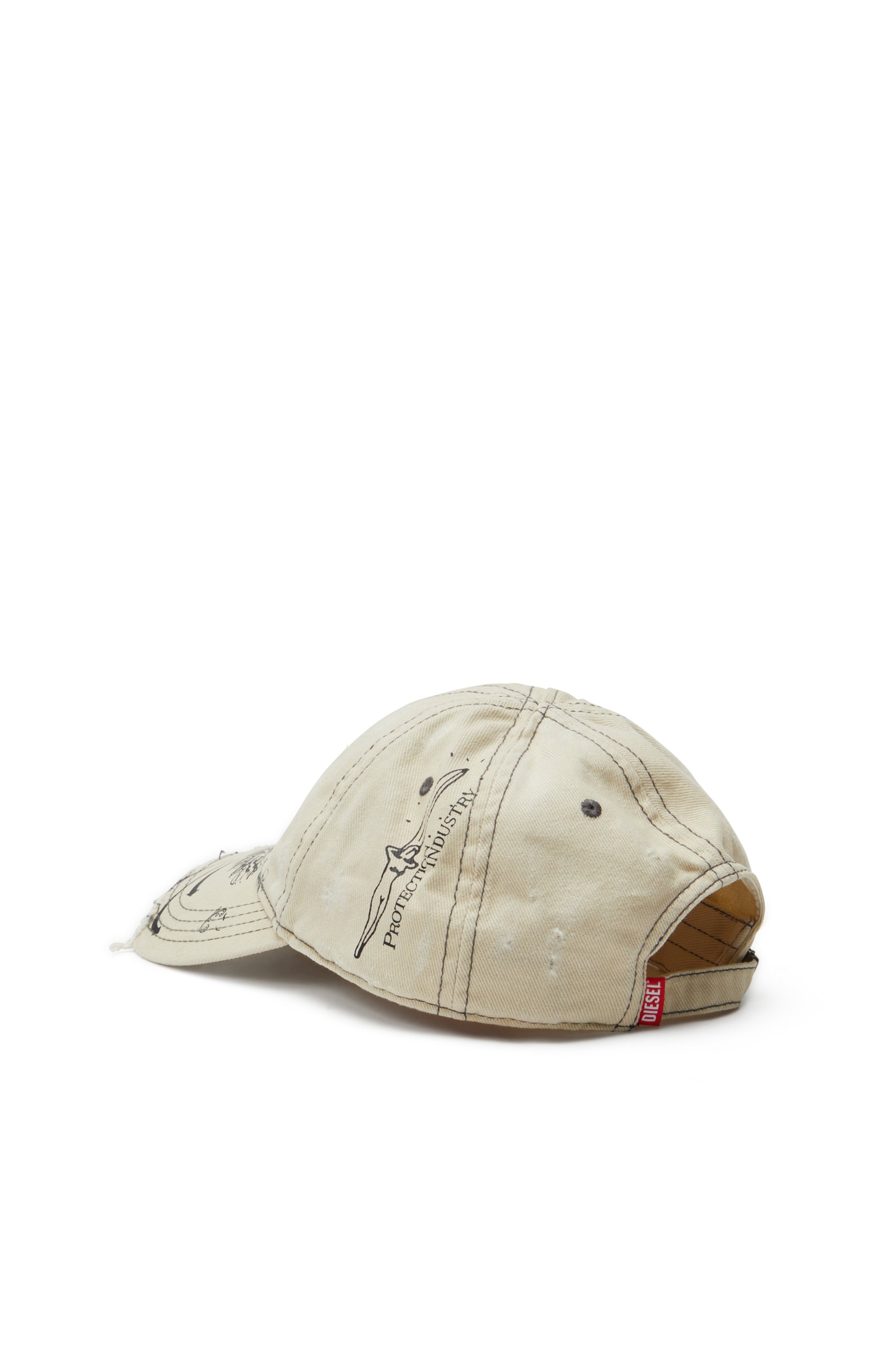 Diesel - C-FENIX, Male's Distressed baseball cap with Phoenix print in ホワイト - 2