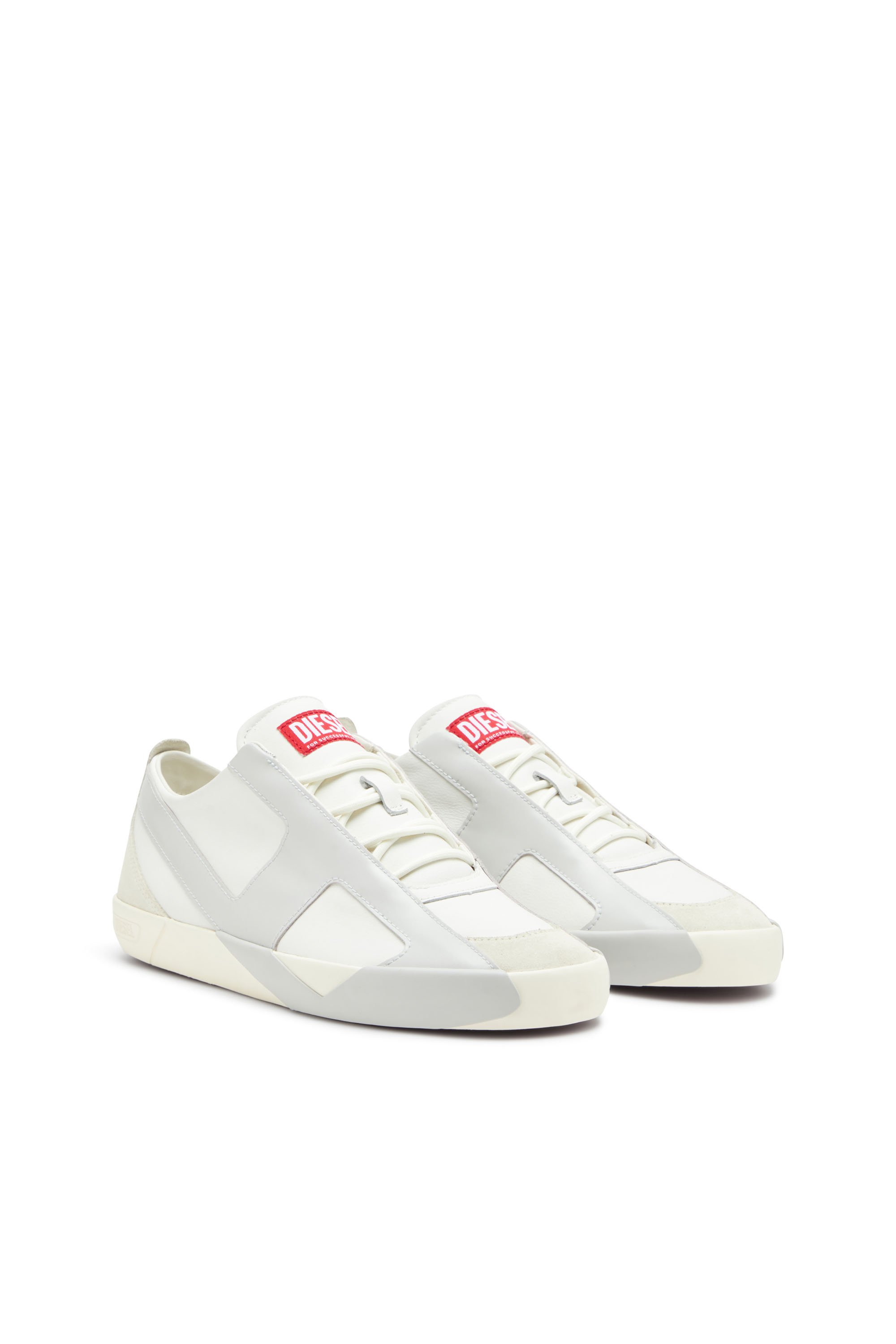 Diesel - S-SLANTE-D LOW, Male's S-Slante-D-Sneakers in suede and leather with D logo in ホワイト/グレー - 2