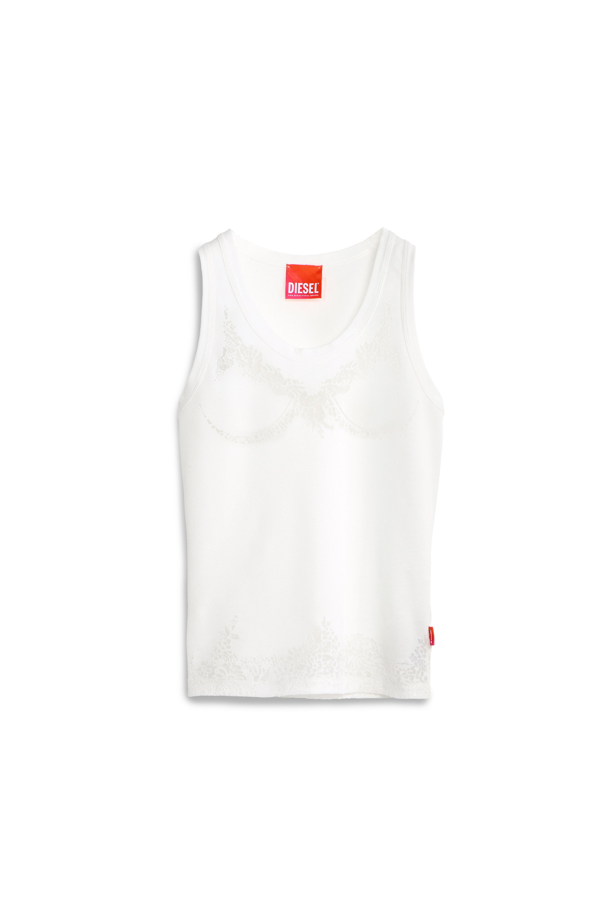 Diesel - PR-T-ANKI-LACE-R, Female's Top with devor&eacute; lace effect in ホワイト - 2