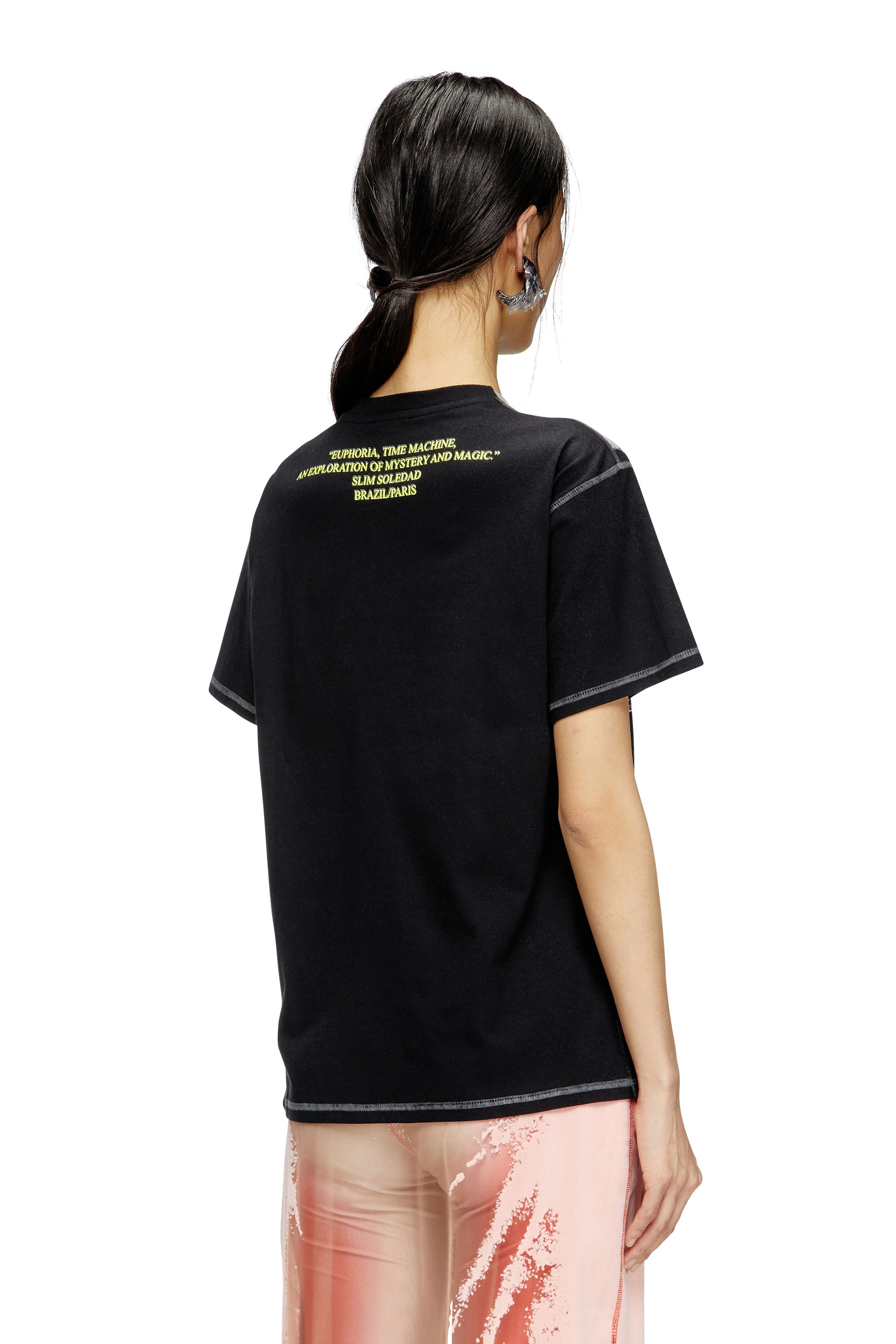 Diesel - T-NORMAC-1, Female's Crew neck T-shirt with lyrics print in ブラック - 4
