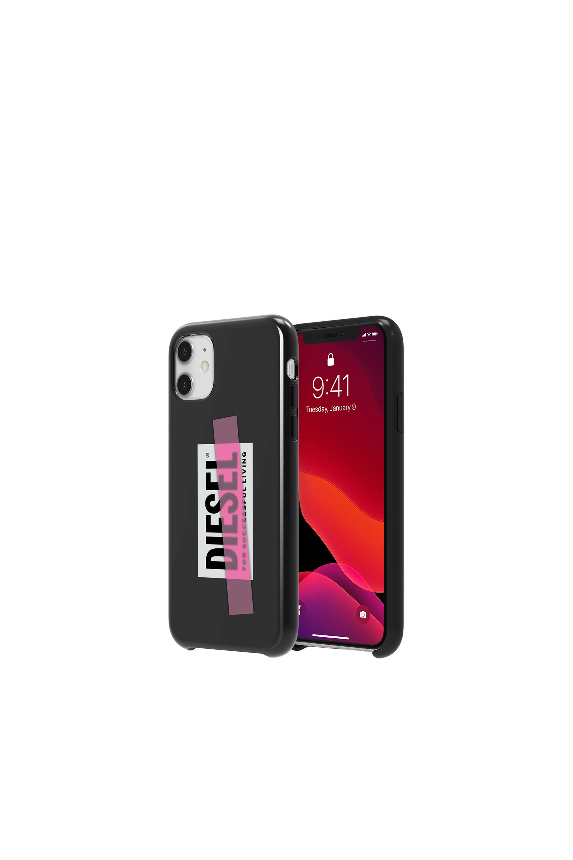 Diesel - DIPH-032-BLKPT, Unisex's Printed co-mold case for iPhone 11 in ブラック/ピンク - 1