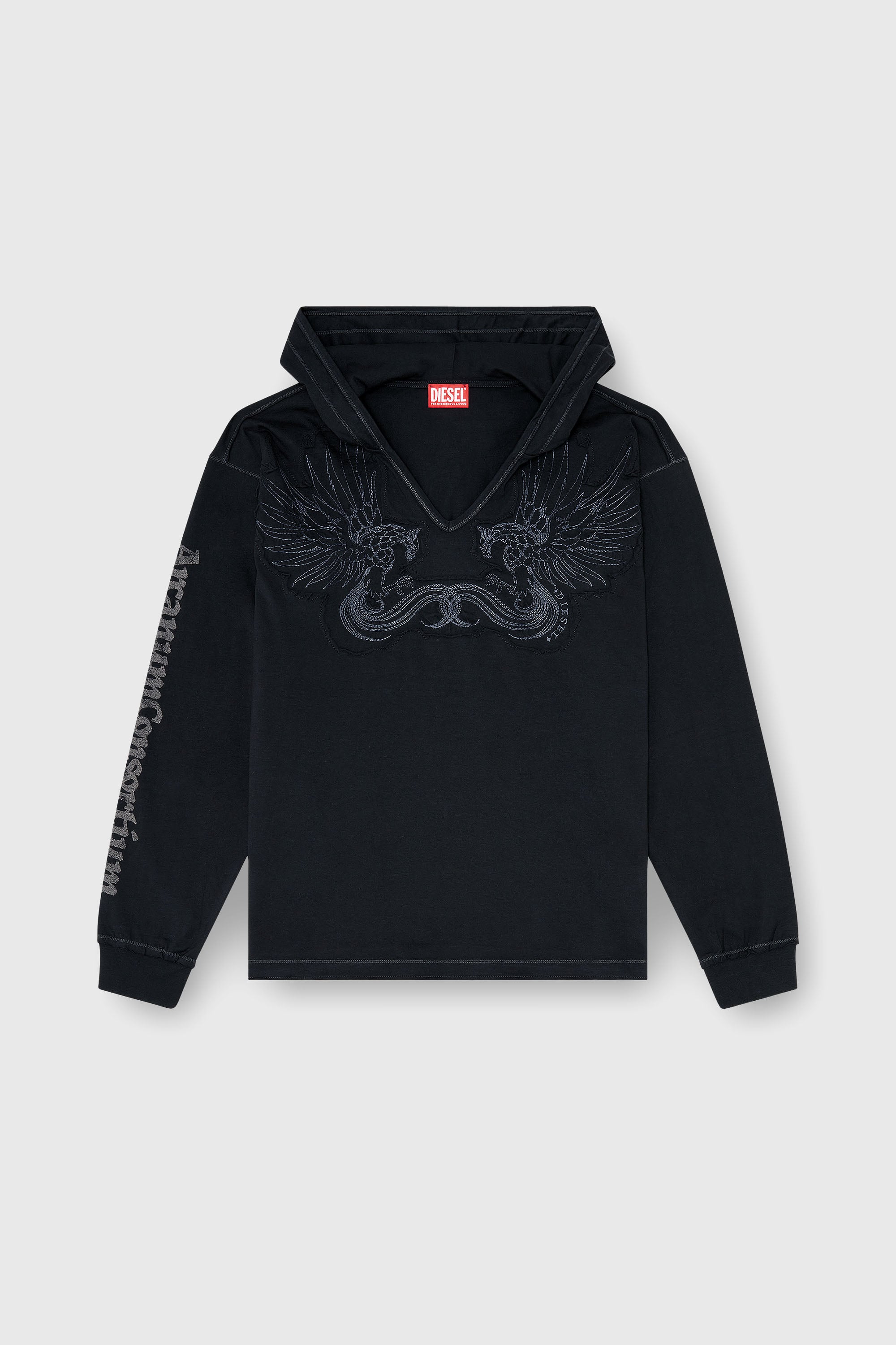 Diesel - T-PHEN-LS-HOOD-RIB, Male's フード付き長袖Tシャツ in ブラック - 2