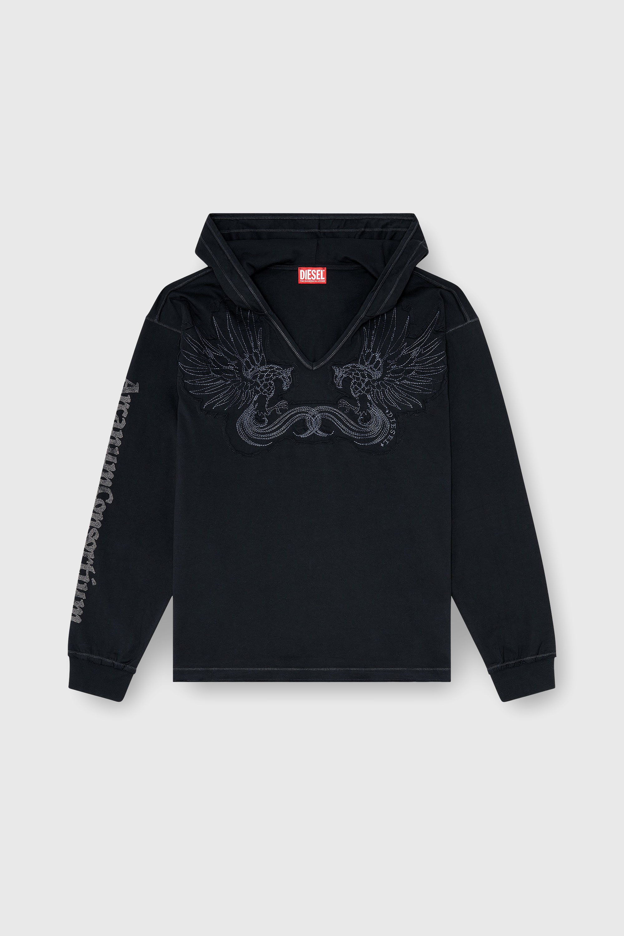 Diesel - T-PHEN-LS-HOOD-RIB, Male's フード付き長袖Tシャツ in ブラック - 2