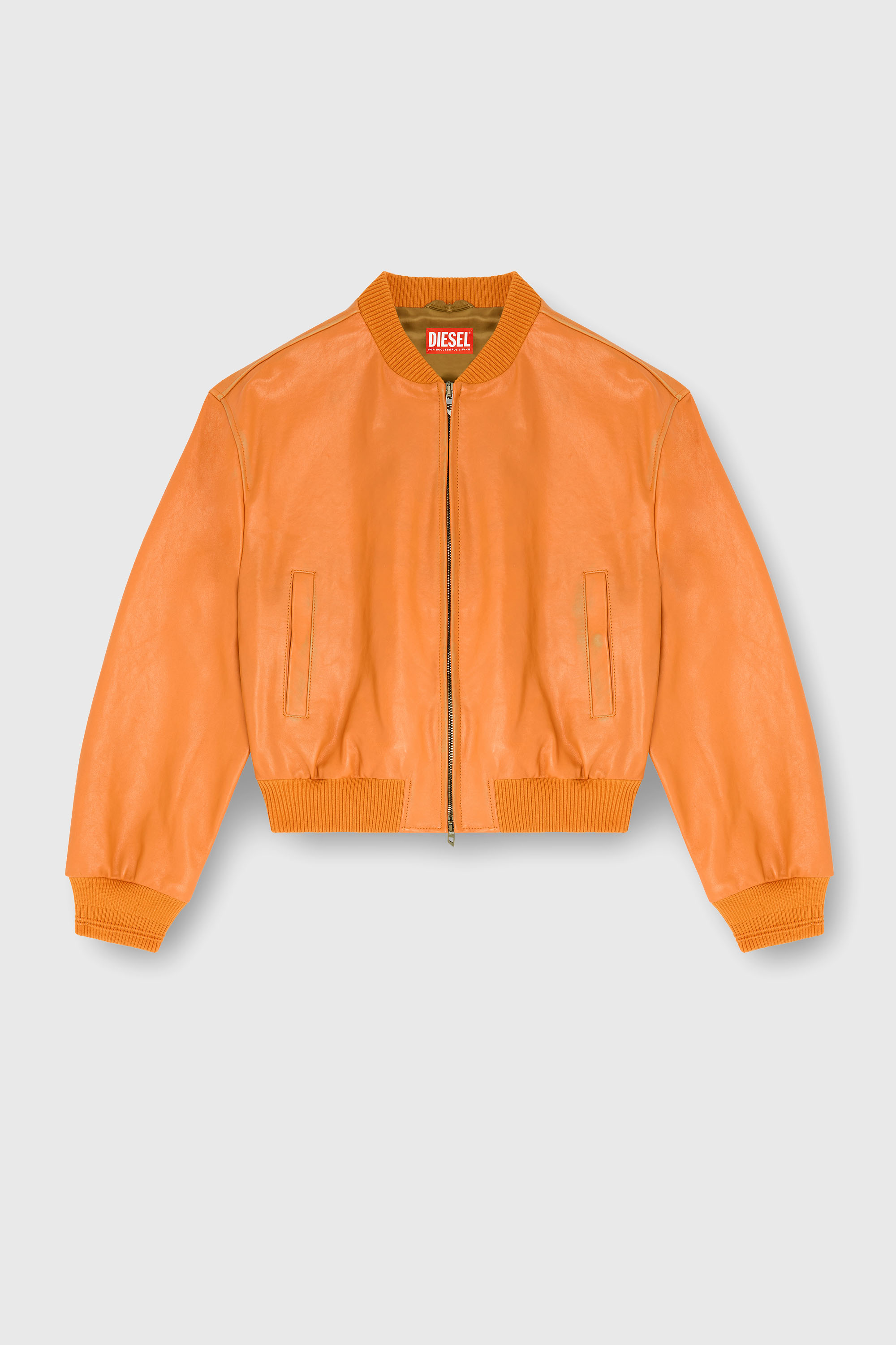 Diesel - L-HOMBER, Male's Bomber jacket in treated leather in オレンジ - 2