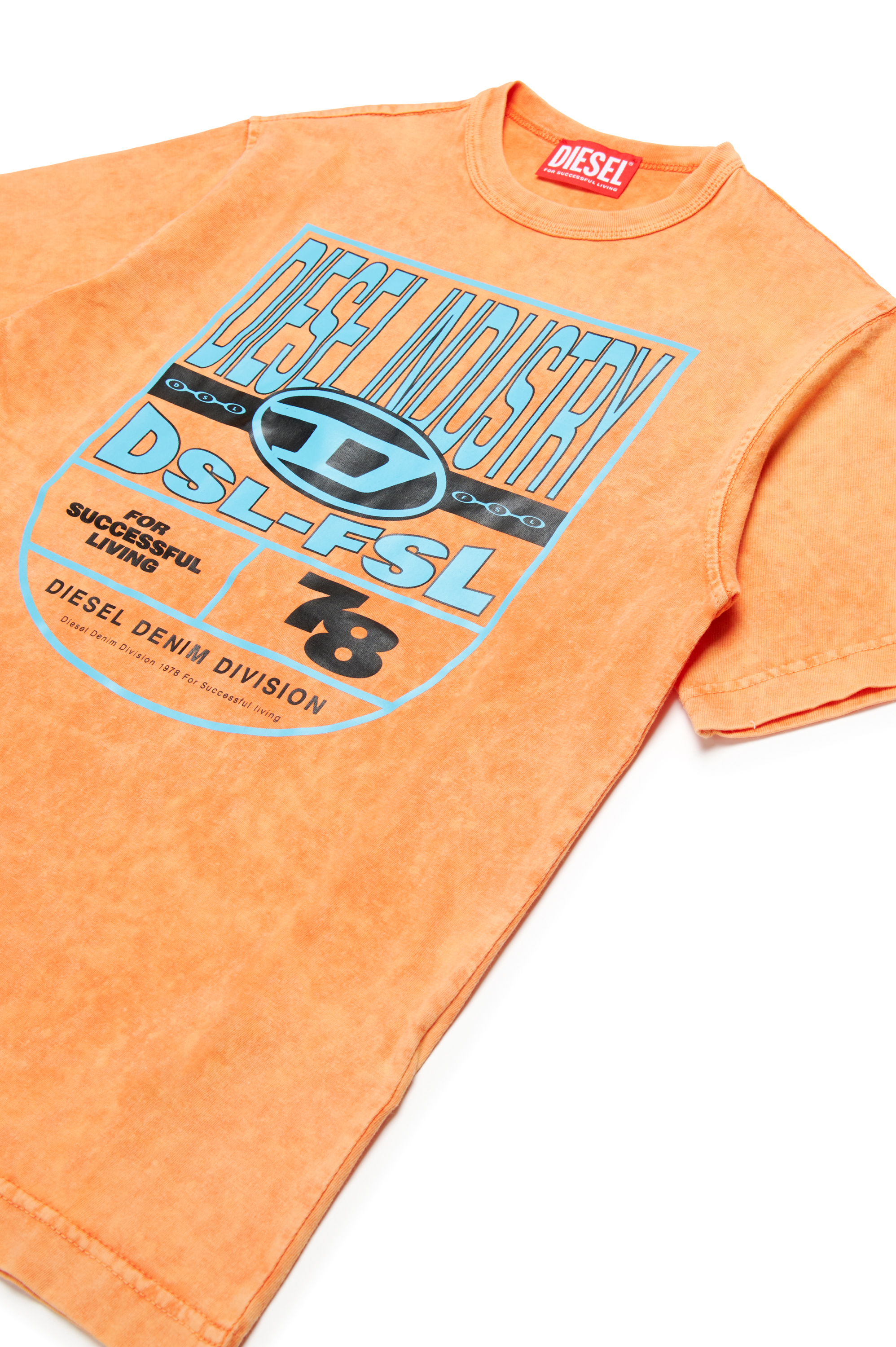 Diesel - TWASHN1 OVER, Male's Marbled T-shirt with logo graphic in オレンジ - 3