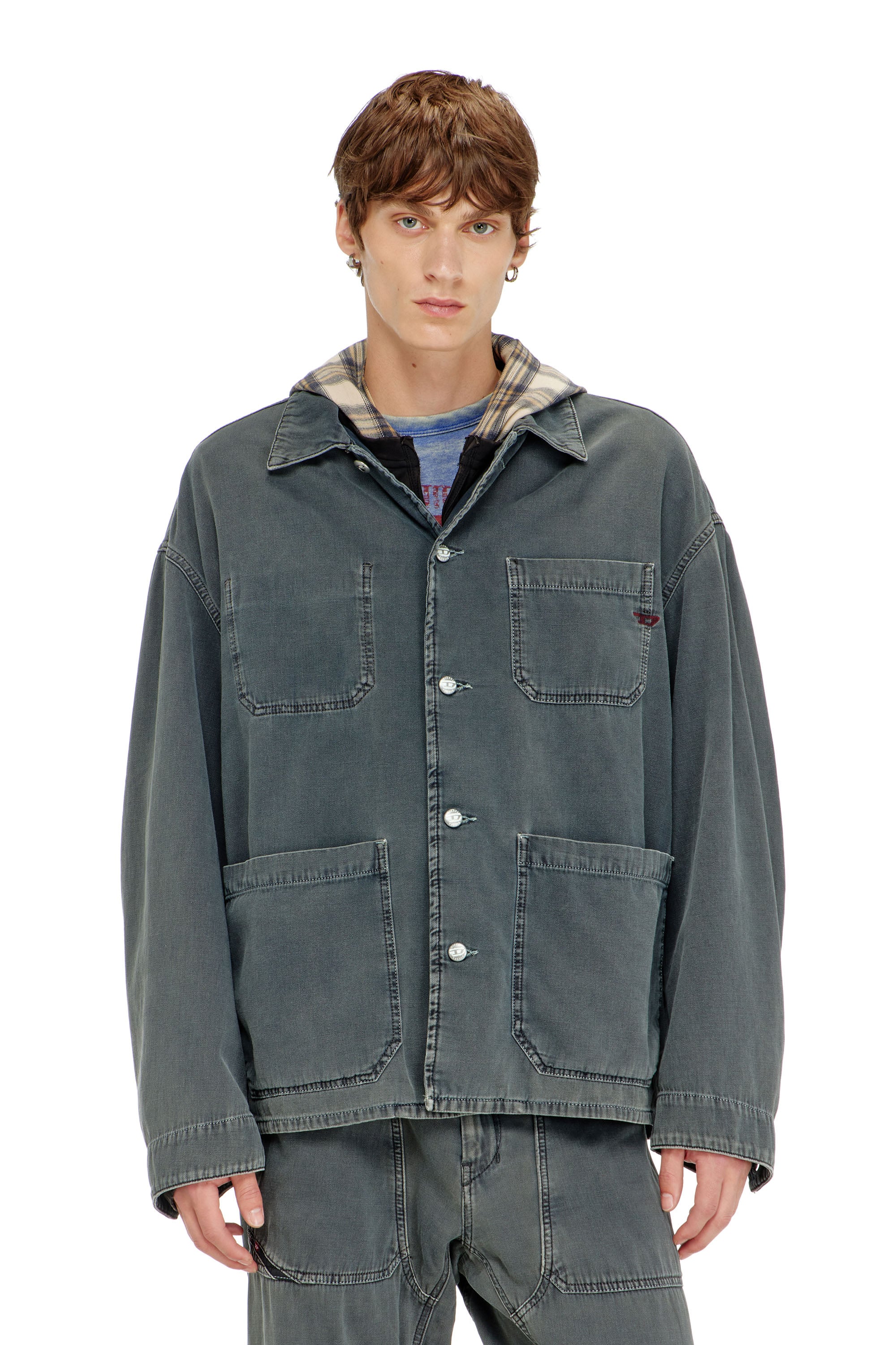 Diesel - D-STACK-U, Unisex's デニムジャケット in グレー - 3