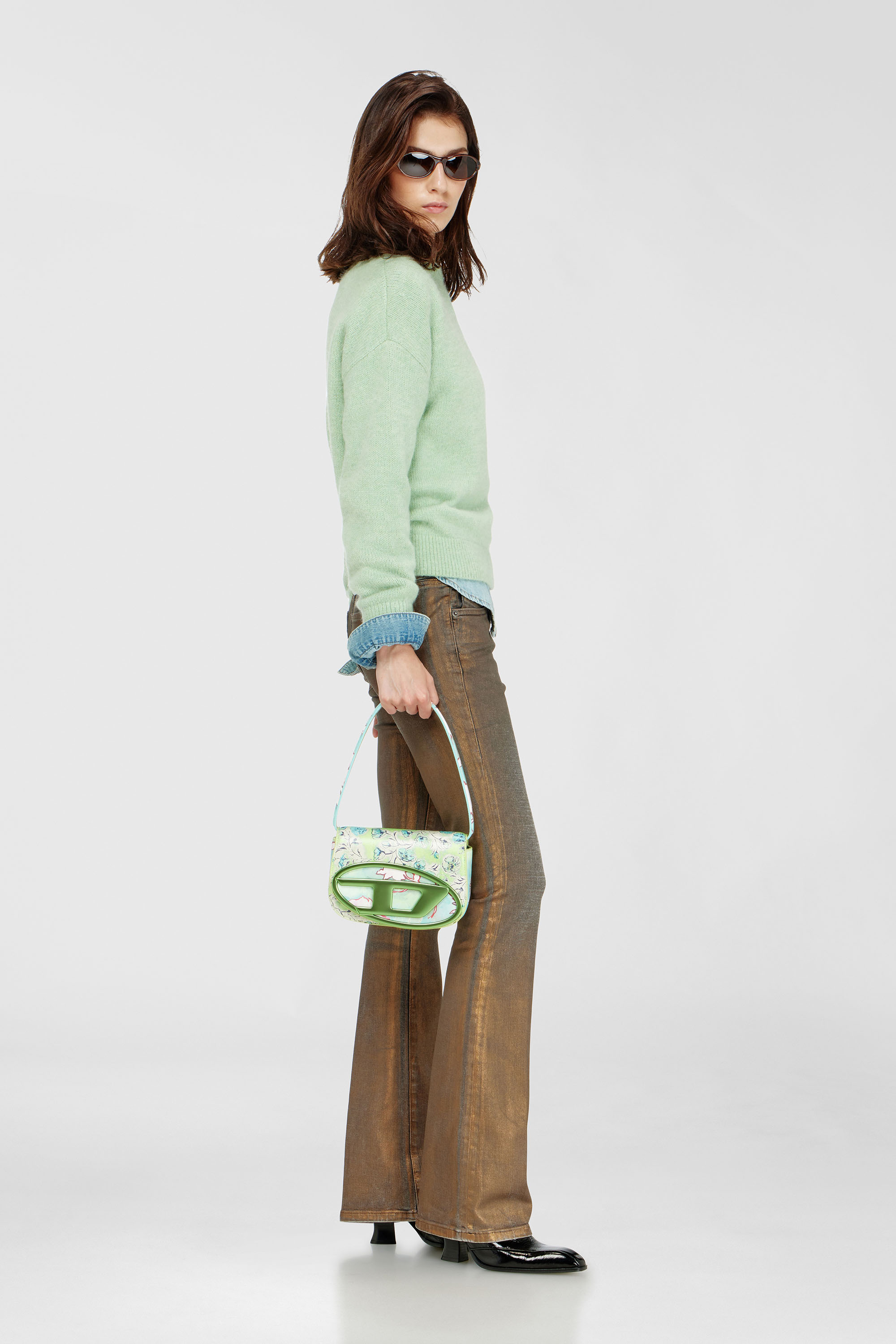 Diesel - 1DR, Female's 1DR-Iconic shoulder bag with floral print in グリーン - 2