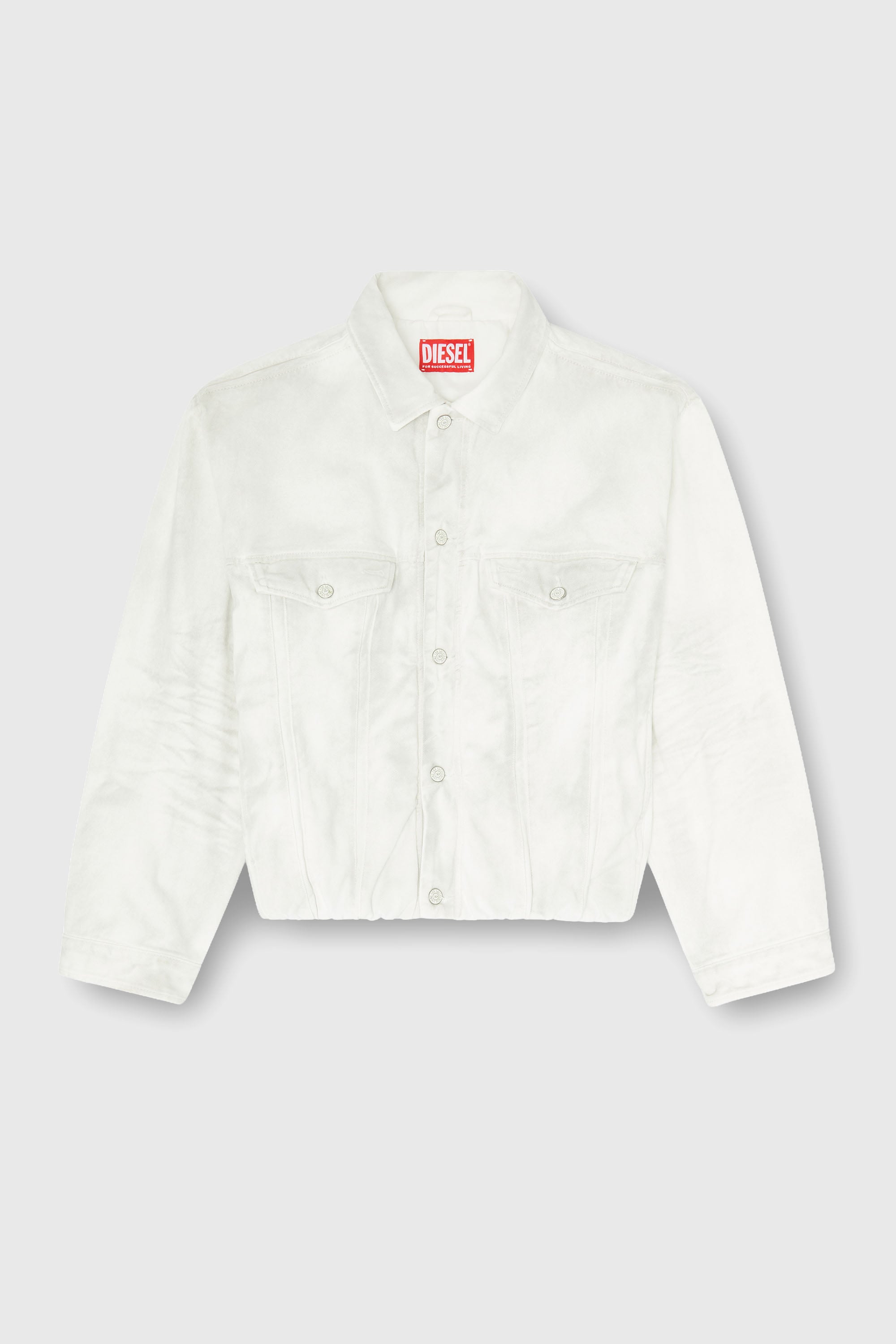 Diesel - D-MORVI-FSJ1, Male's Elasticated trucker jacket in denim in ホワイト - 2