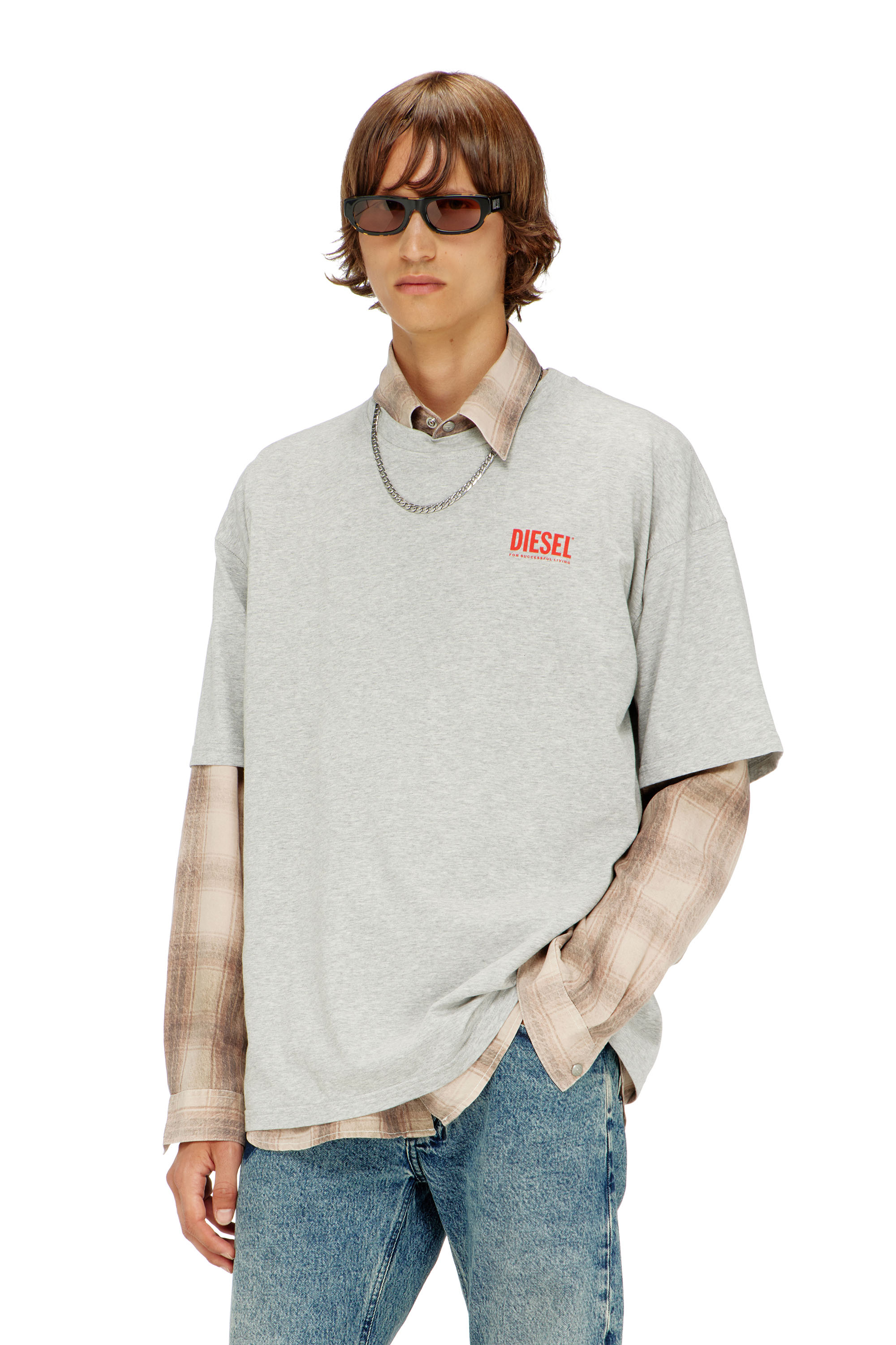 Diesel - T-BOXT-BISK, Male's Tシャツ in ライトグレー - 3