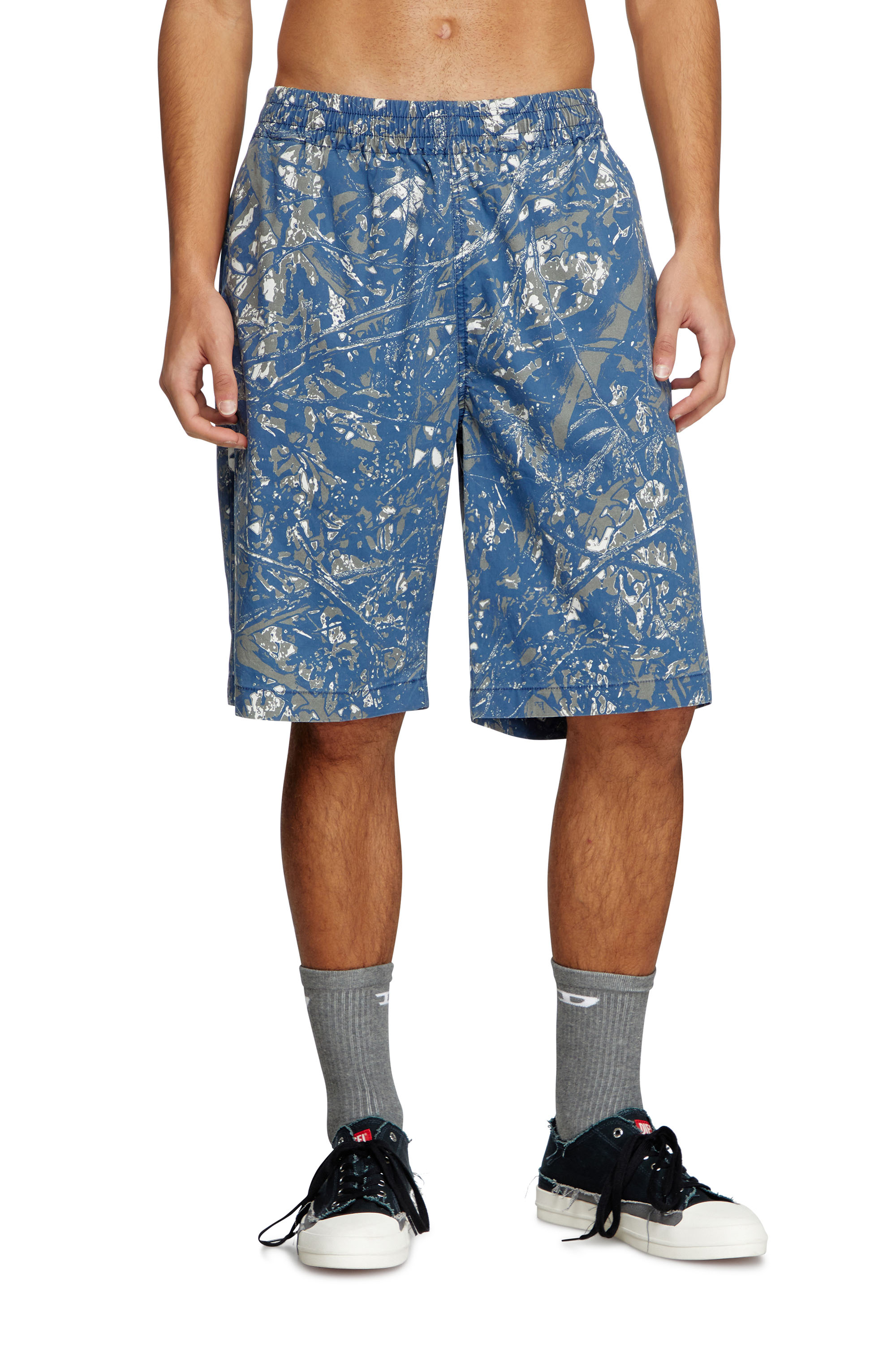 Diesel - P-OPWIK-C, Male's Knee-length shorts with camo print in ブルー - 1