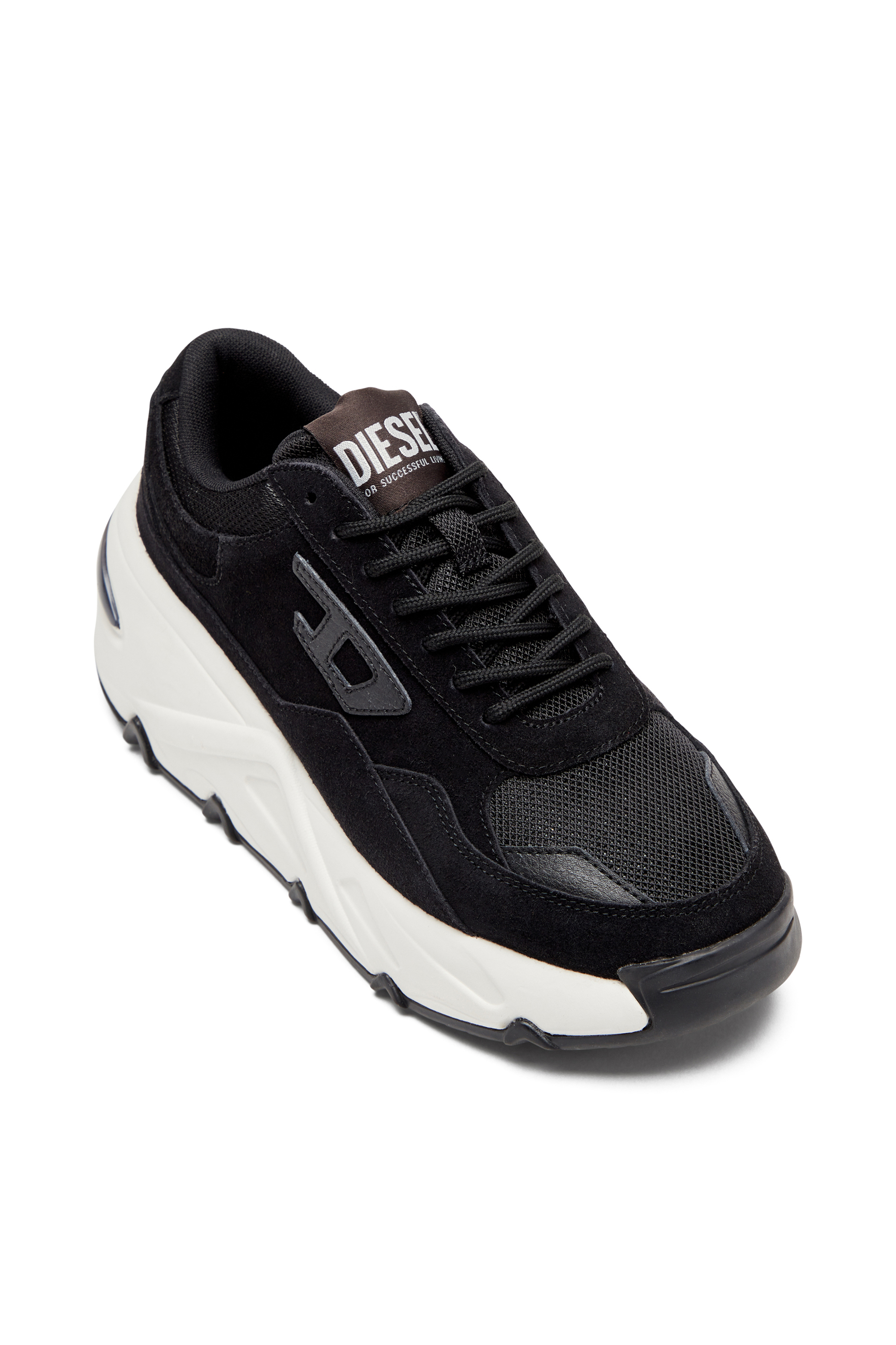 Diesel - S-SAVANNAH W, Female's S-Savannah-Platform sneakers in suede and mesh in ブラック - 6