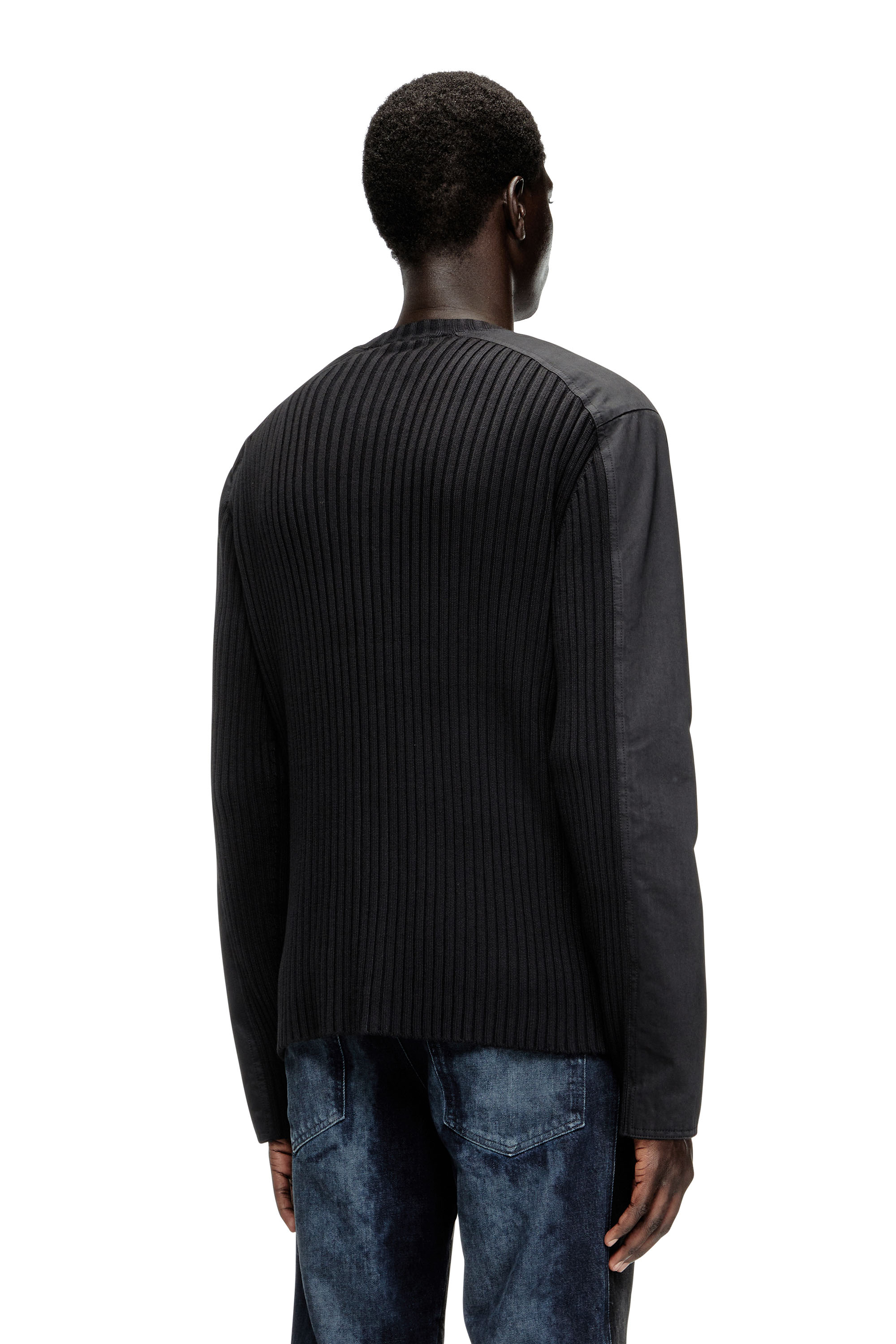 Diesel - K-MATTY, Male's Zipped cardigan with utilitarian panels in ブラック - 4